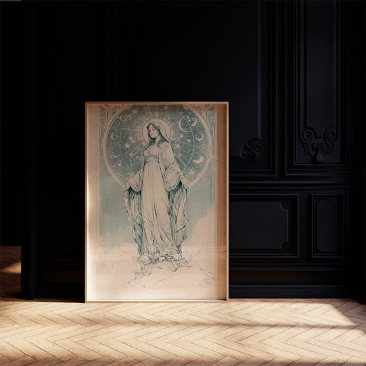 Our Lady of Stars — Art Nouveau Celestial Devotional Print