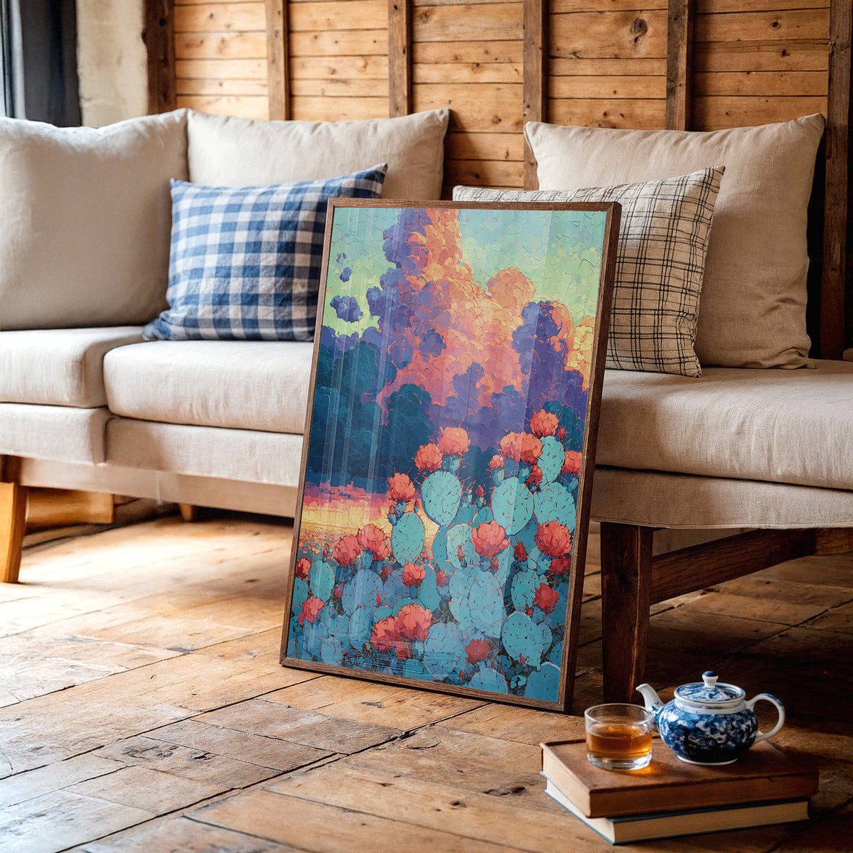 Prickly Pear Sunset in Turquoise and Coral