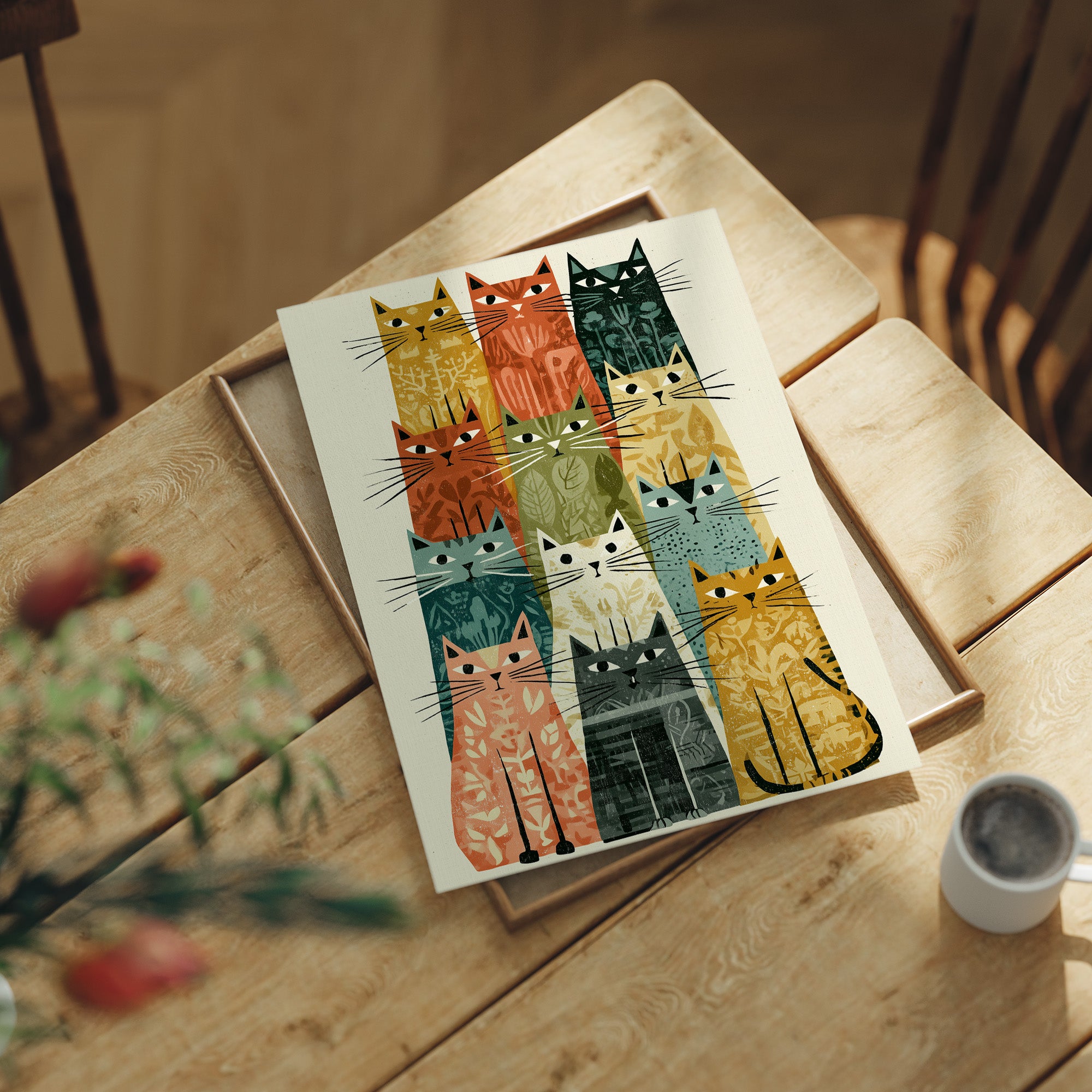 Cat Stack: A Mid-Century Feline Chorus