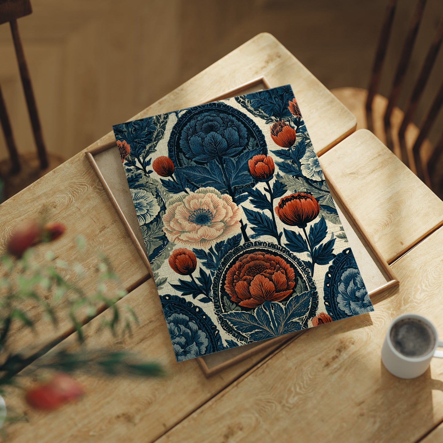 Indigo Garden: A Vintage Floral Tapestry