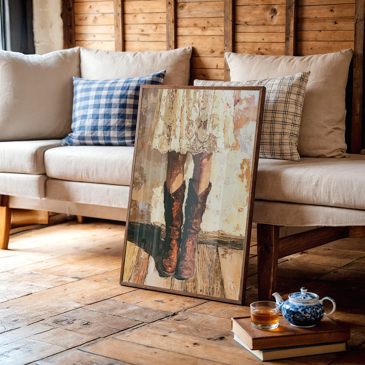 Sundress & Steel: Cowboy Boots Oil Painting