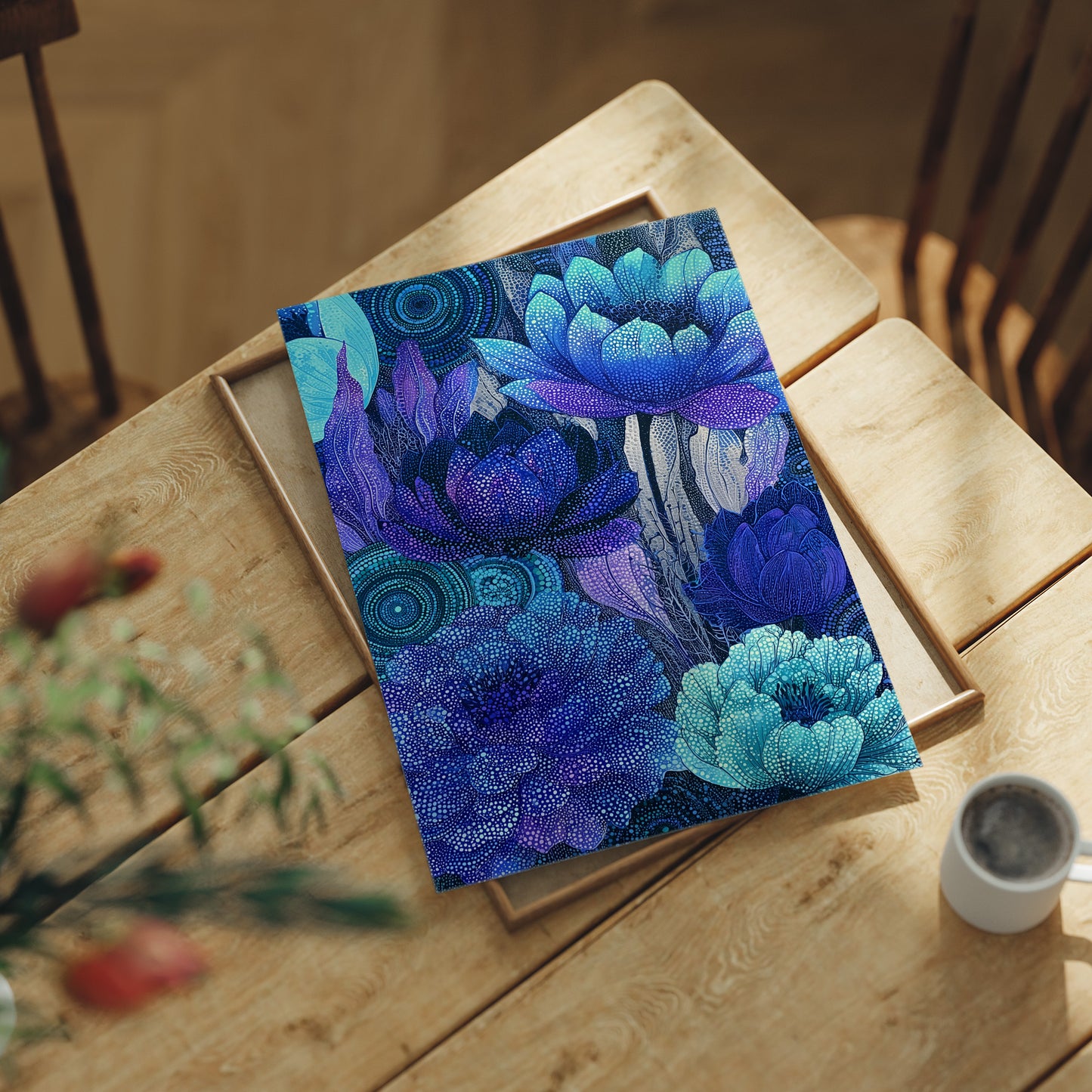 Dotted Lotus Bloom in Midnight Blue