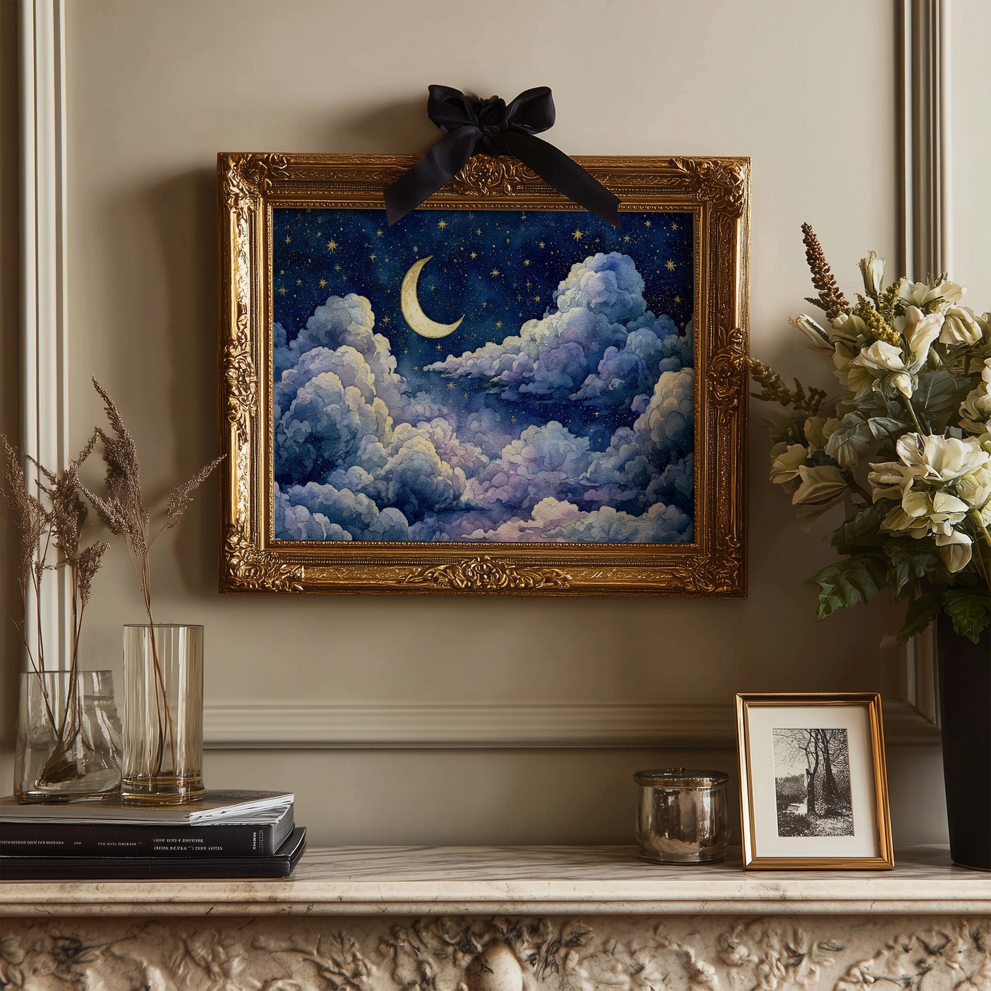 Crescent Moon Above the Clouds