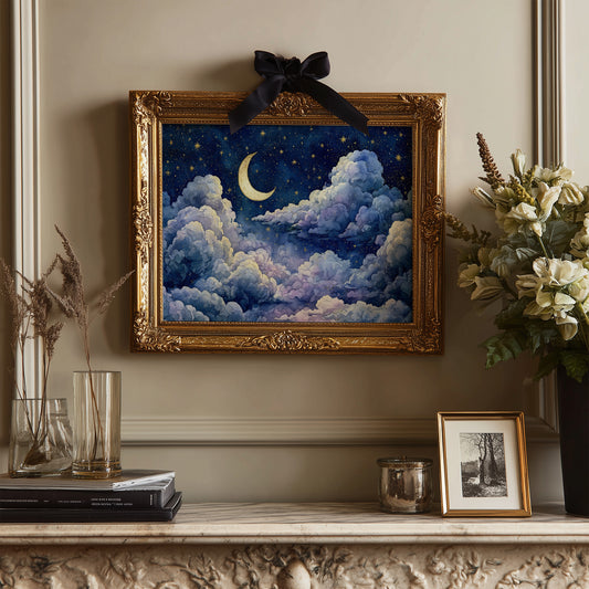 Crescent Moon Above the Clouds