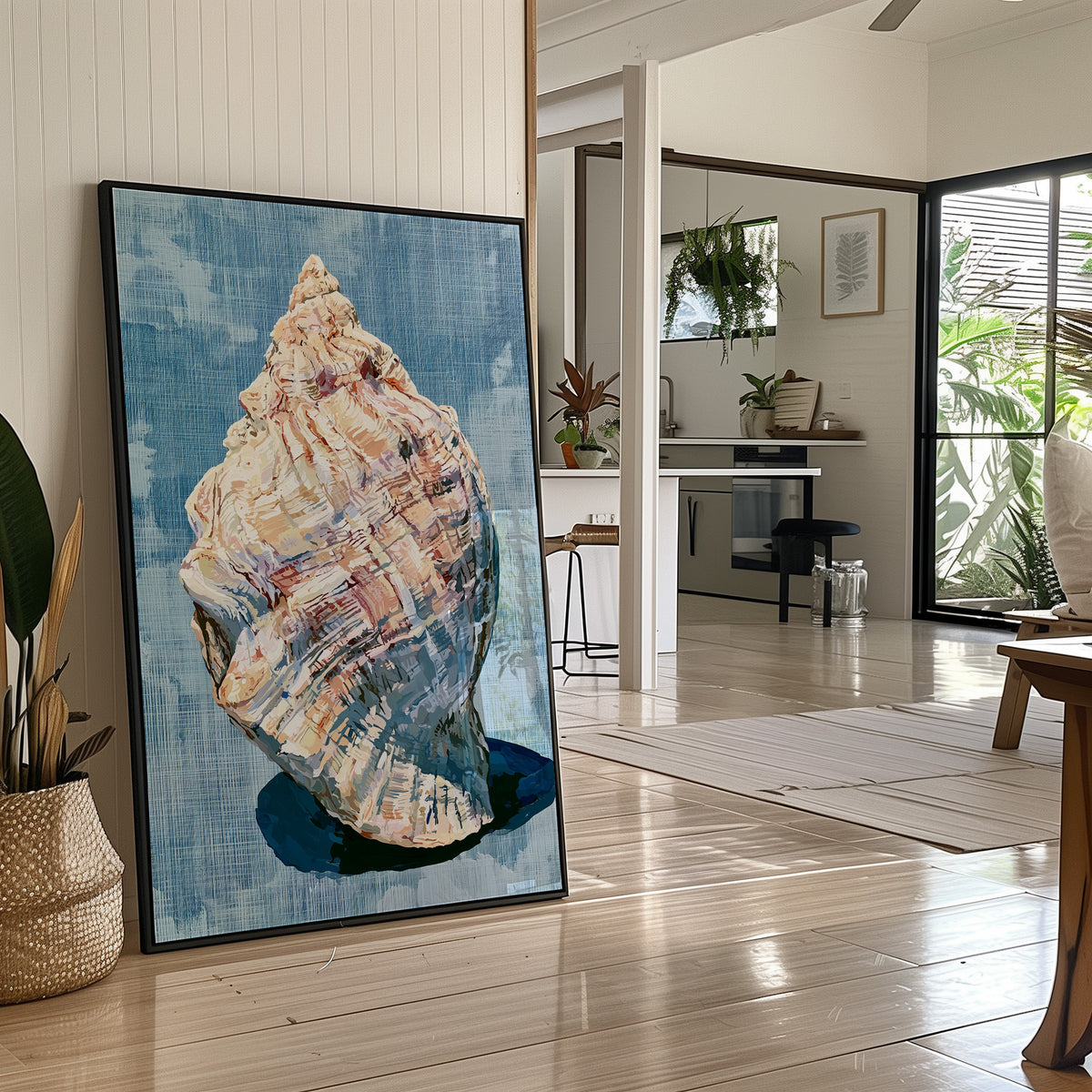 Weathered Conch, Woven Blue