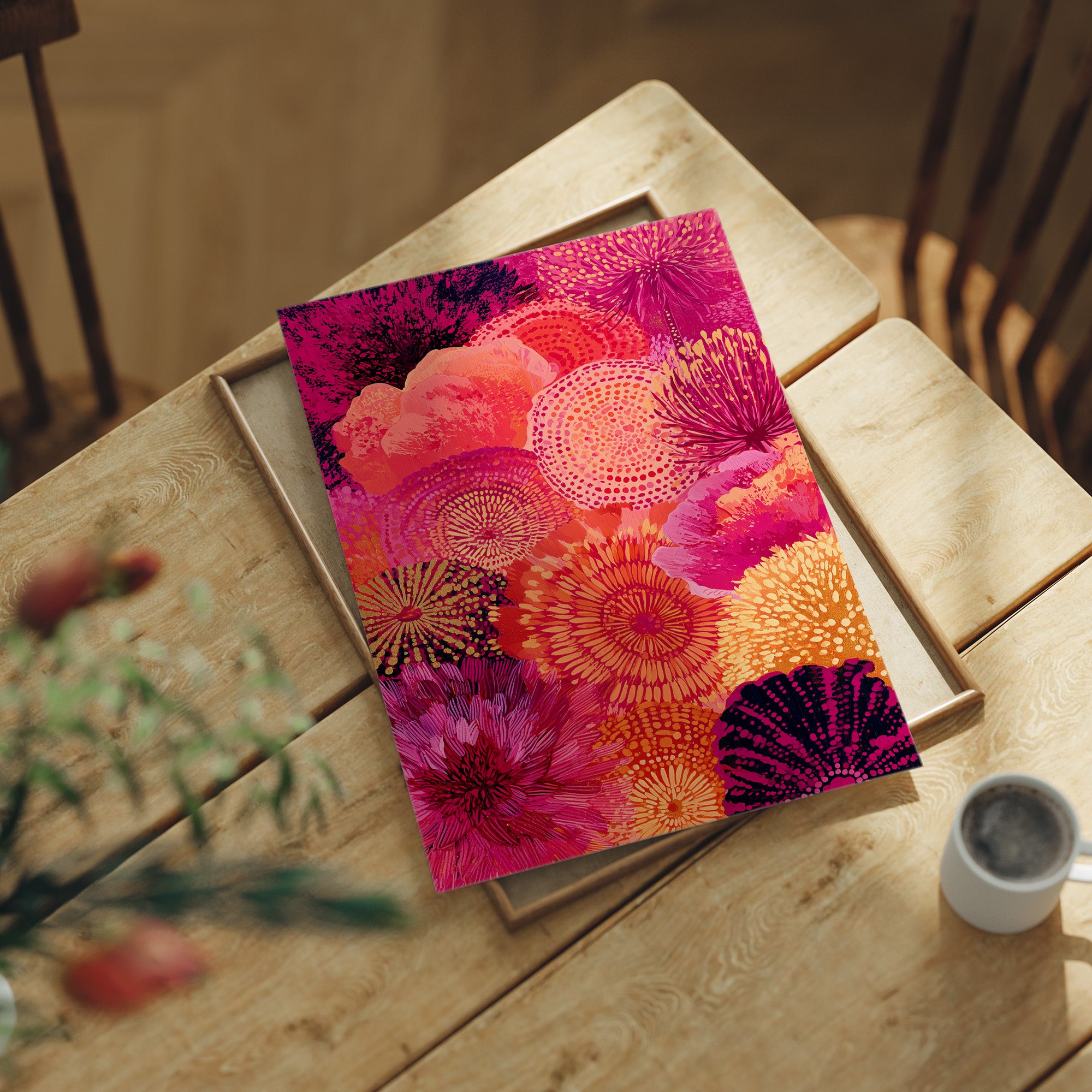 Dahlia Burst in Fuchsia and Fire