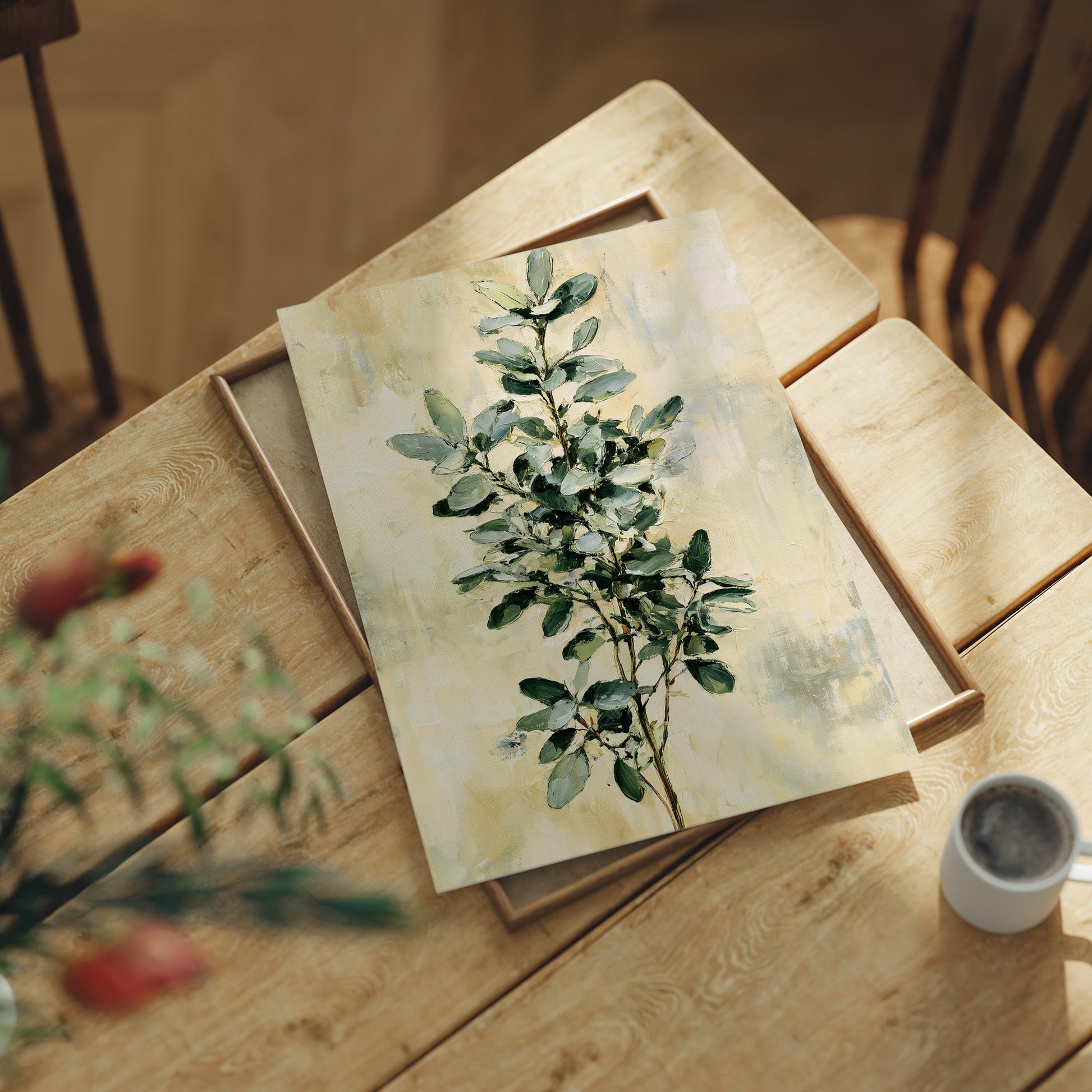 Eucalyptus Sprig on Golden Cream