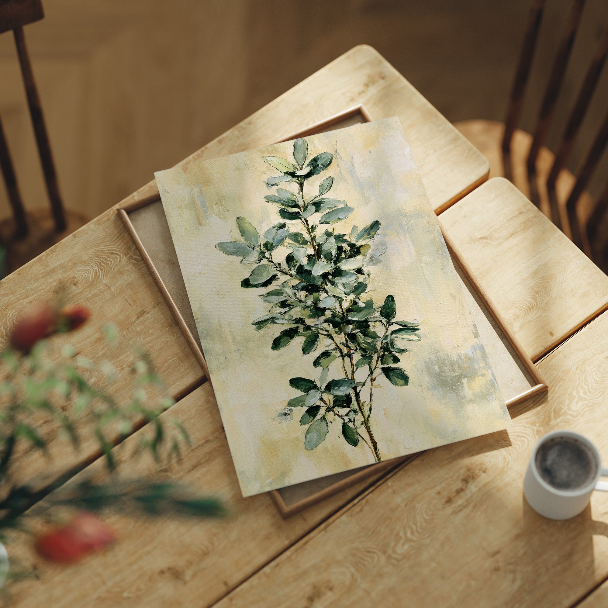 Eucalyptus Sprig on Golden Cream