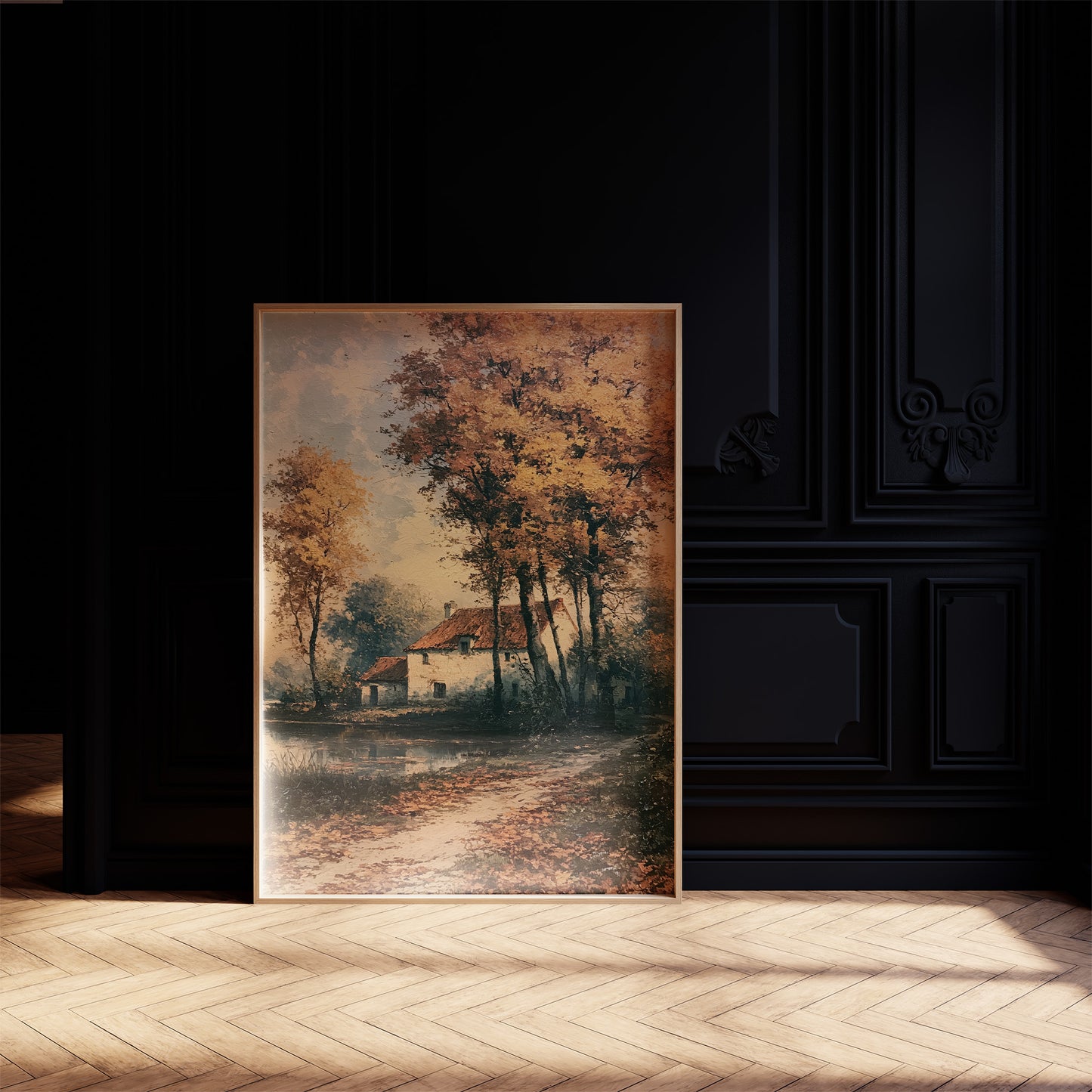 Autumn Cottage by the Water's Edge