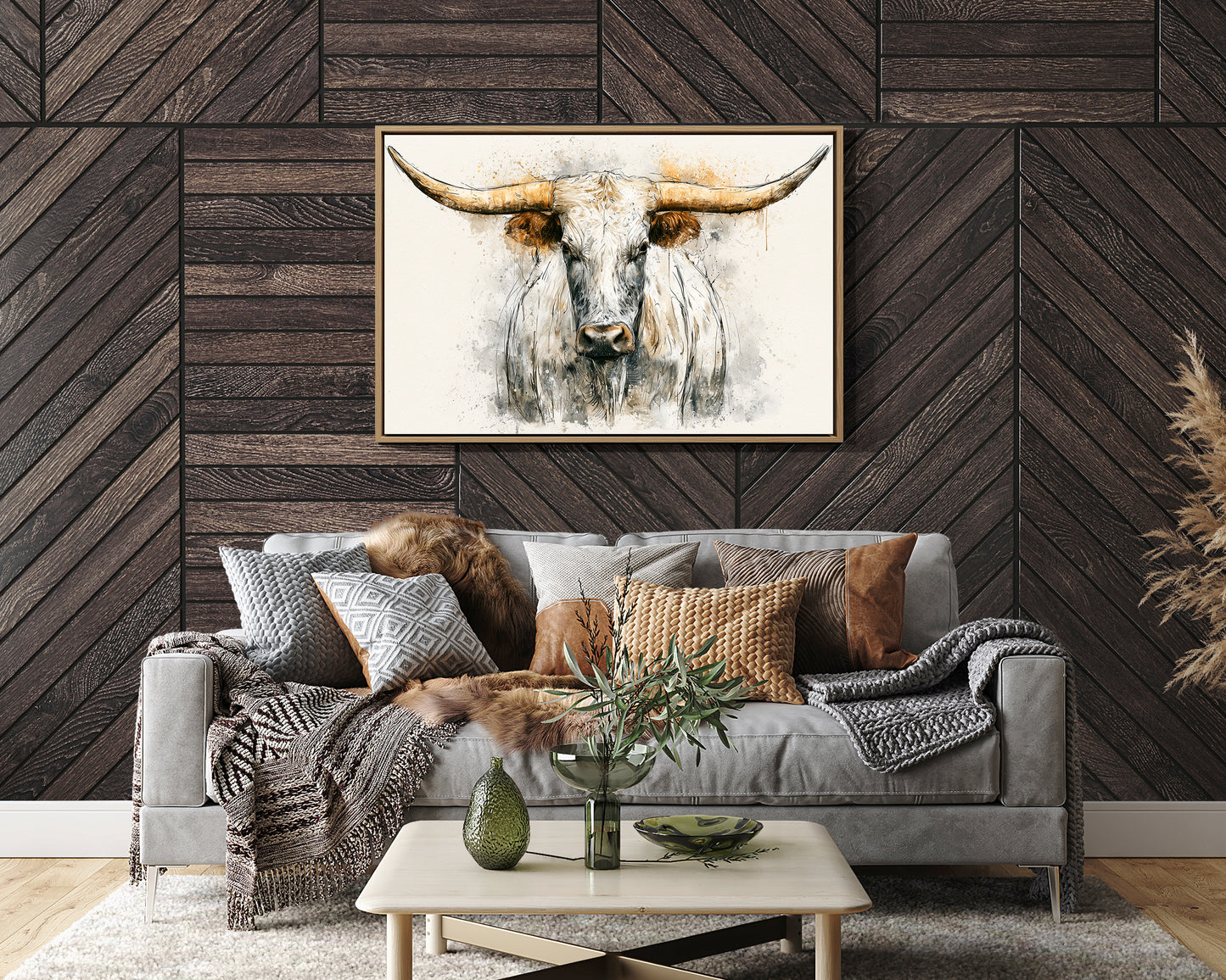 Longhorn in Ink and Wash