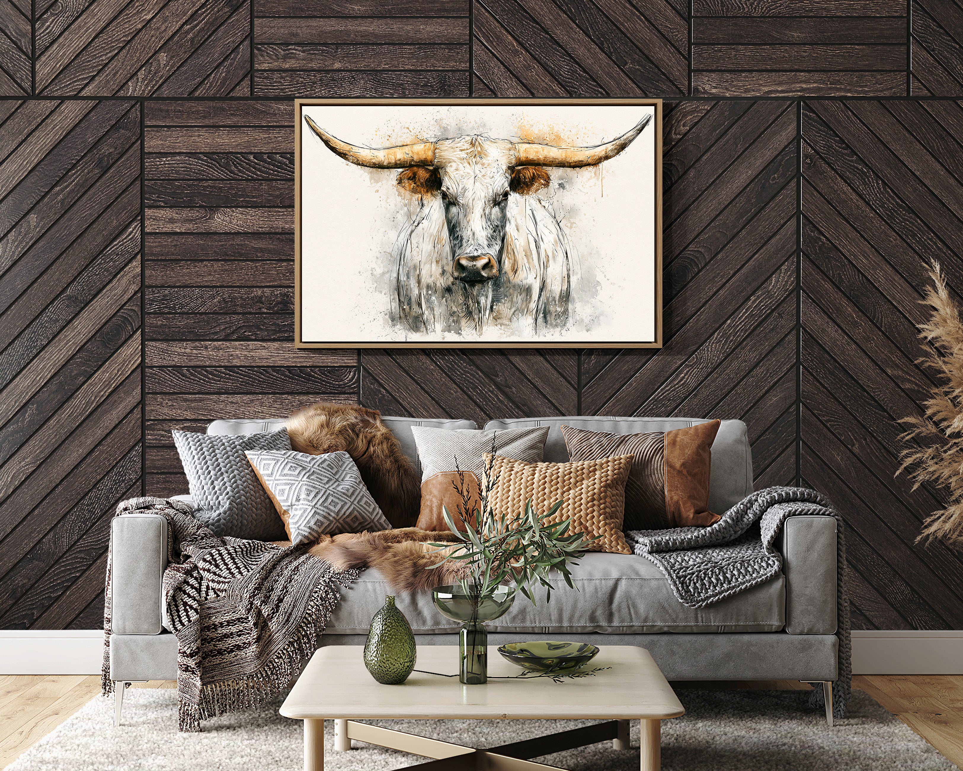Longhorn in Ink and Wash