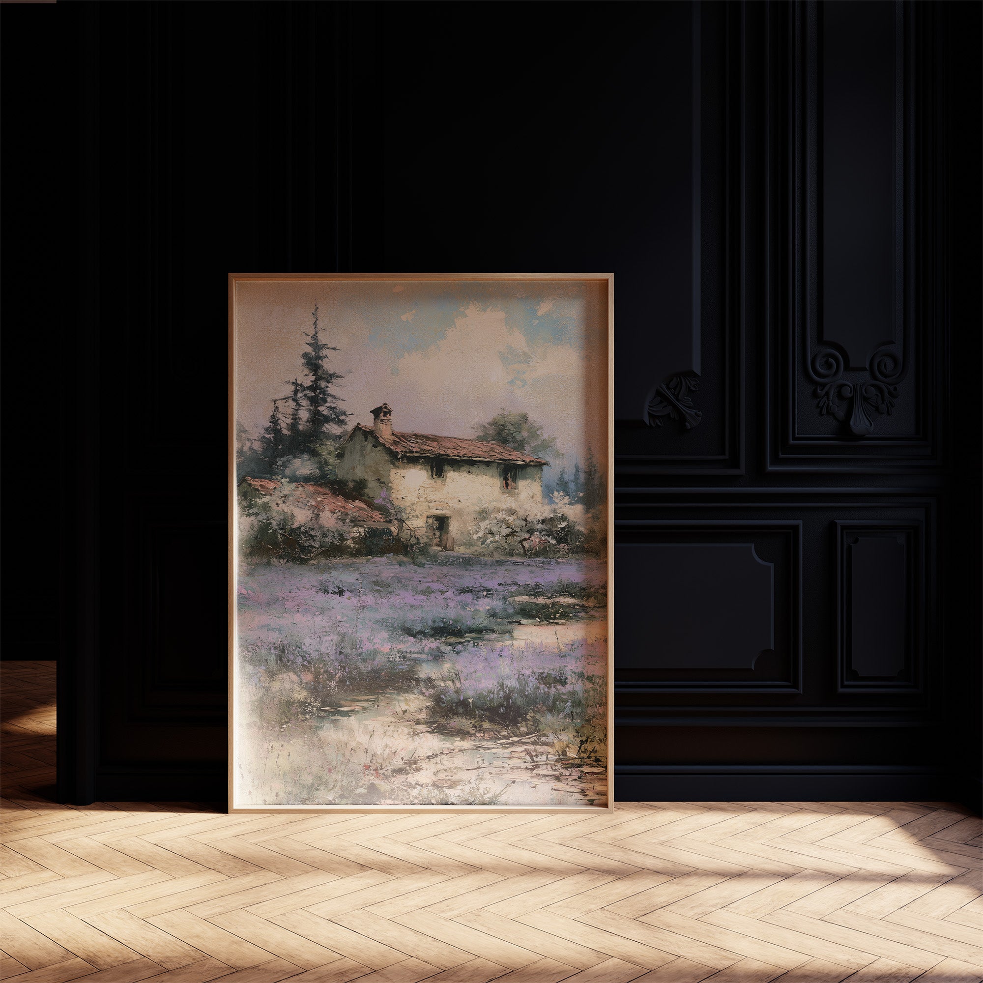 Lavender Fields and the Farmhouse Beyond