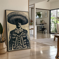 The Charro's Silhouette: Vintage Screen Print
