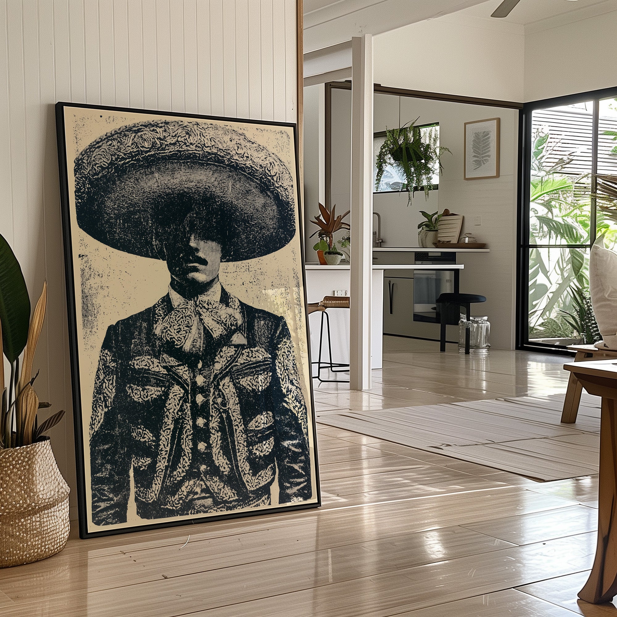 The Charro's Silhouette: Vintage Screen Print