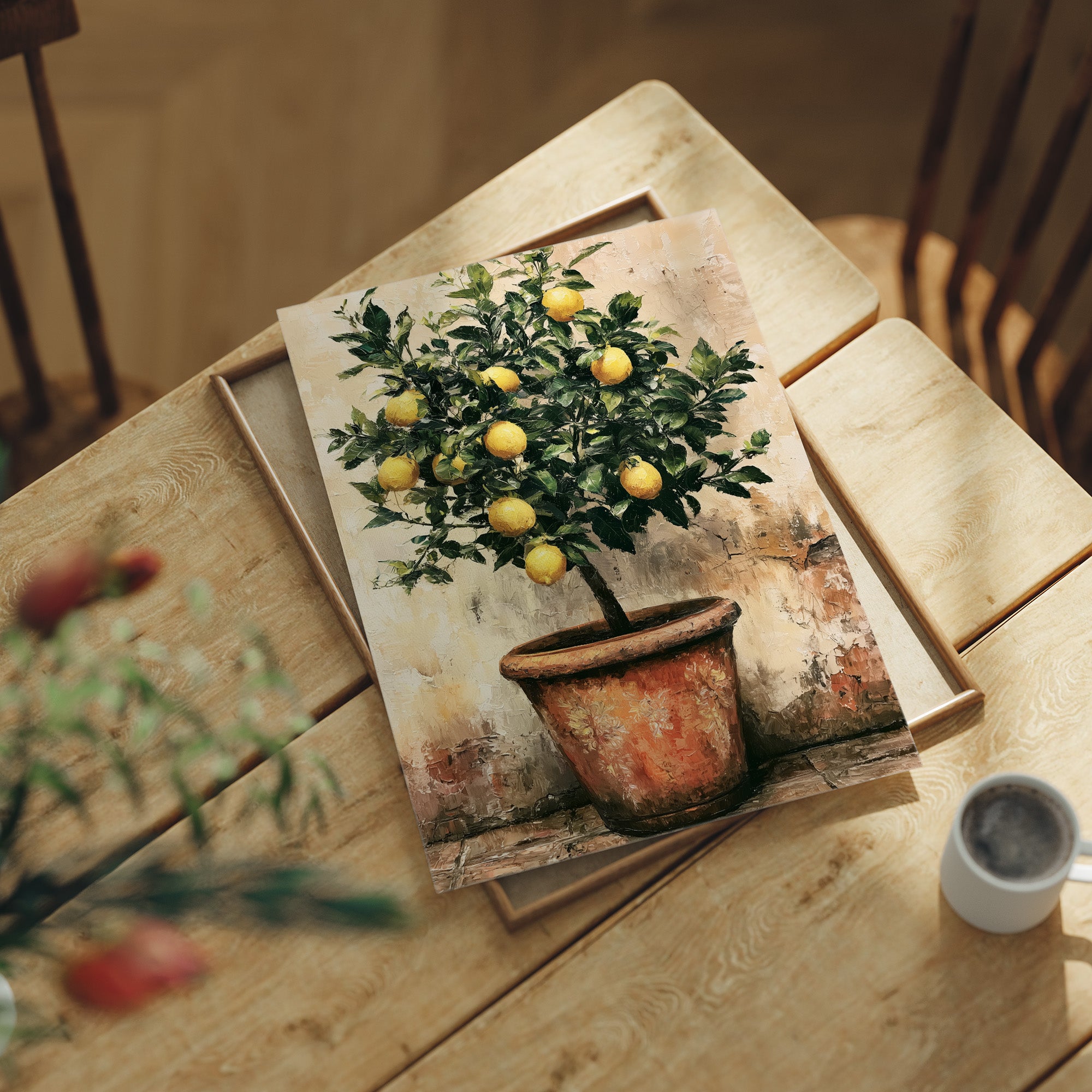 Potted Lemon Tree in Terracotta Light