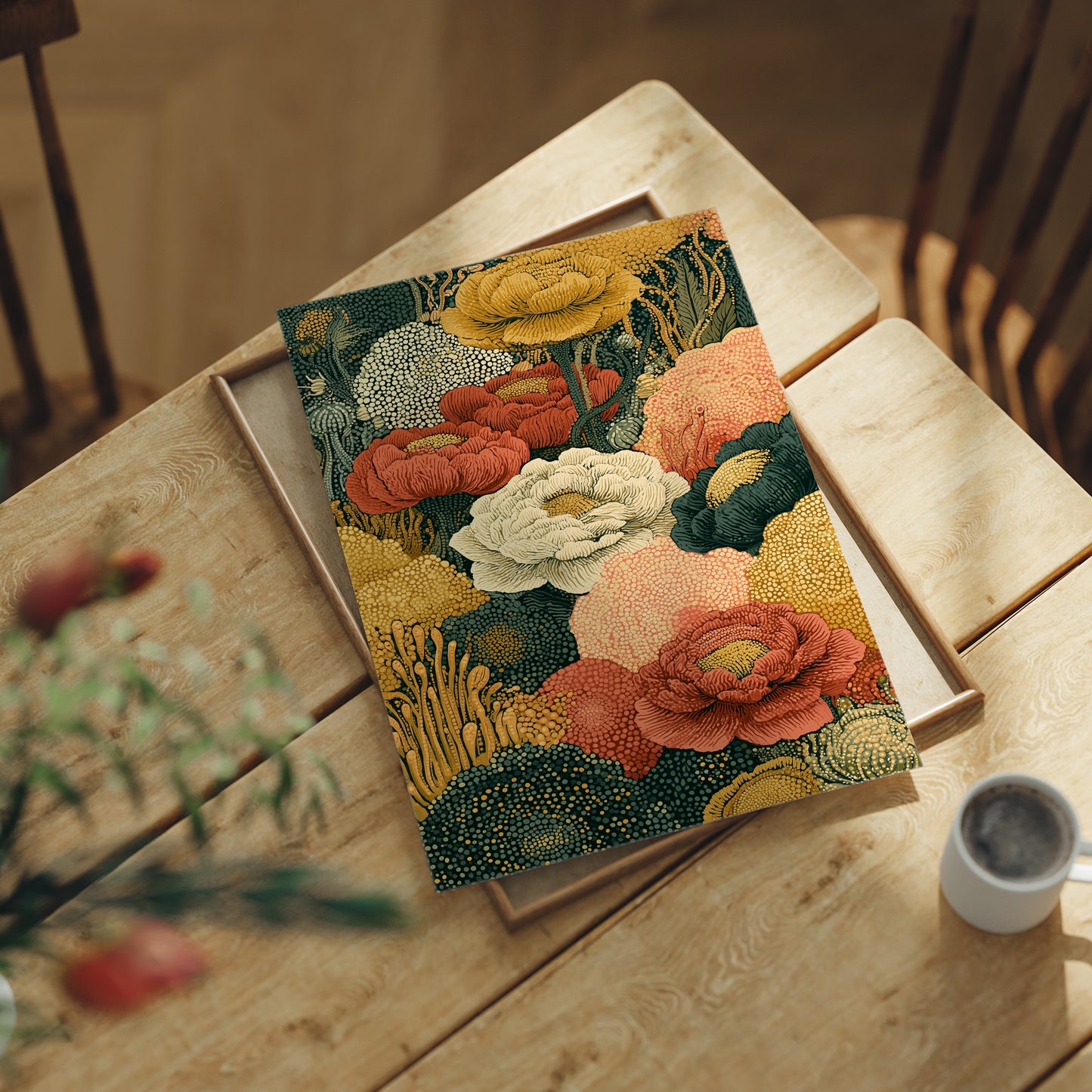 Dotted Bloom Mosaic in Rust and Gold