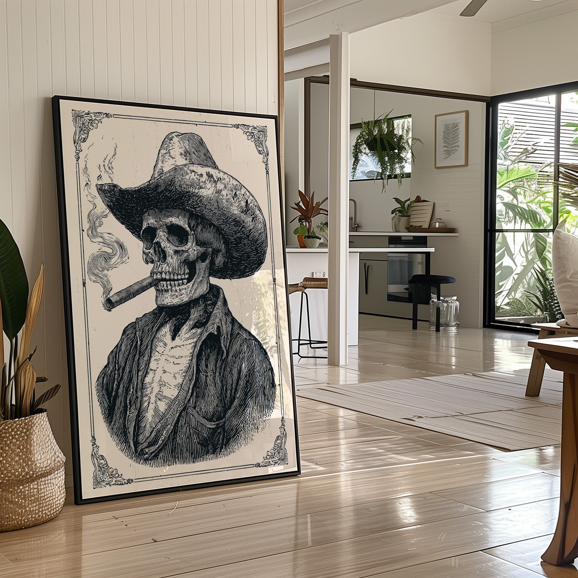 Cigar-Smoking Skeleton Cowboy