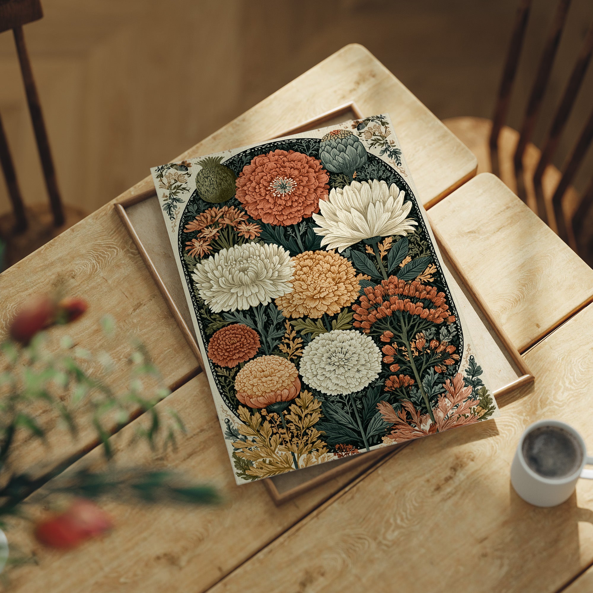 Chrysanthemum and Marigold Botanical Plate
