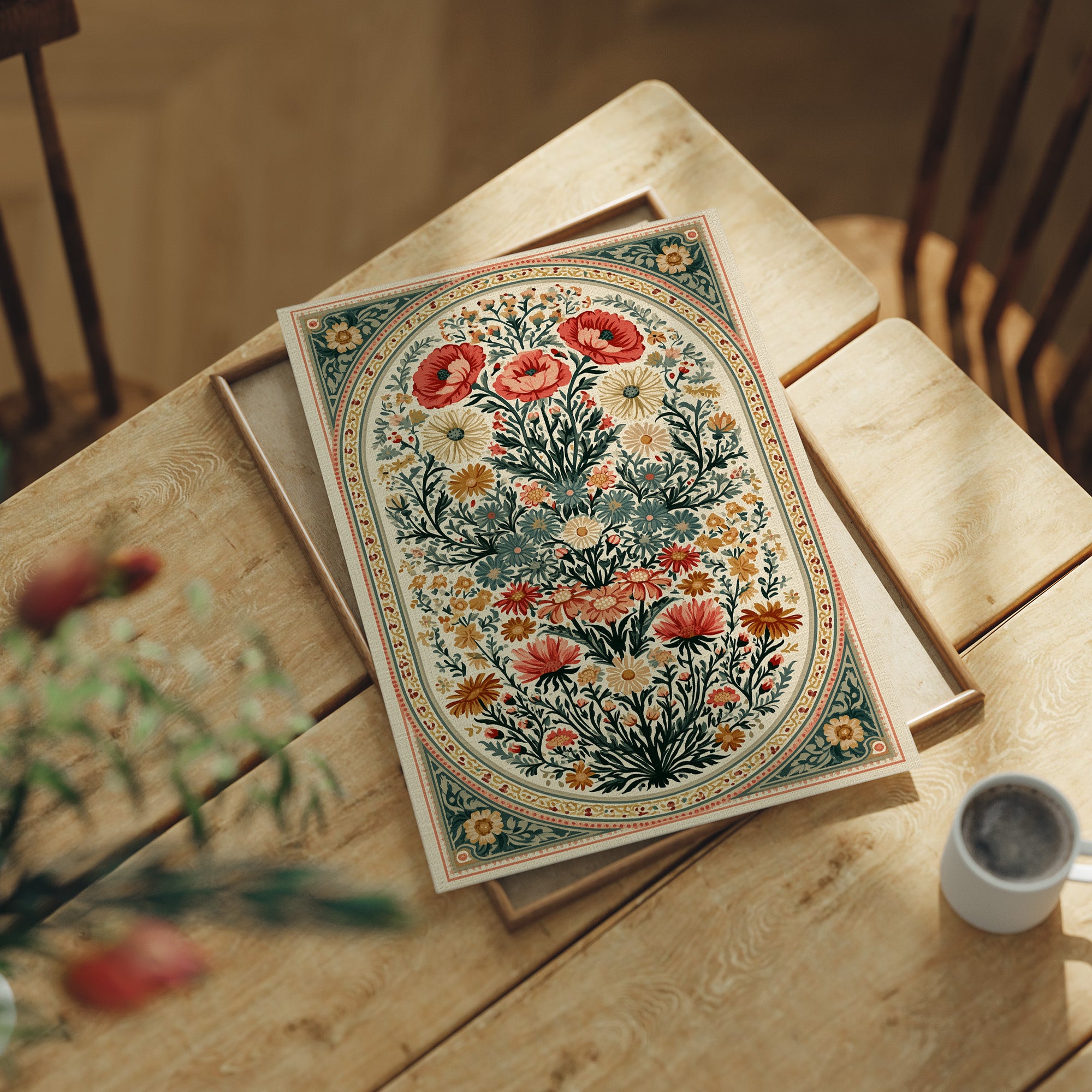 Symmetrical Bouquet Medallion Tapestry