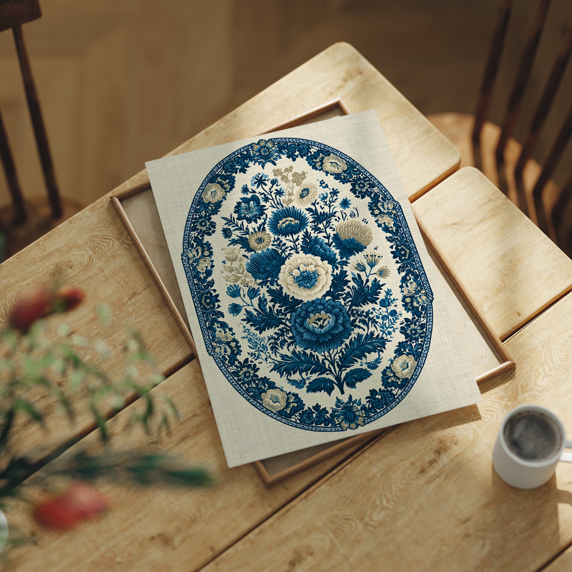 Indigo Porcelain Floral Medallion