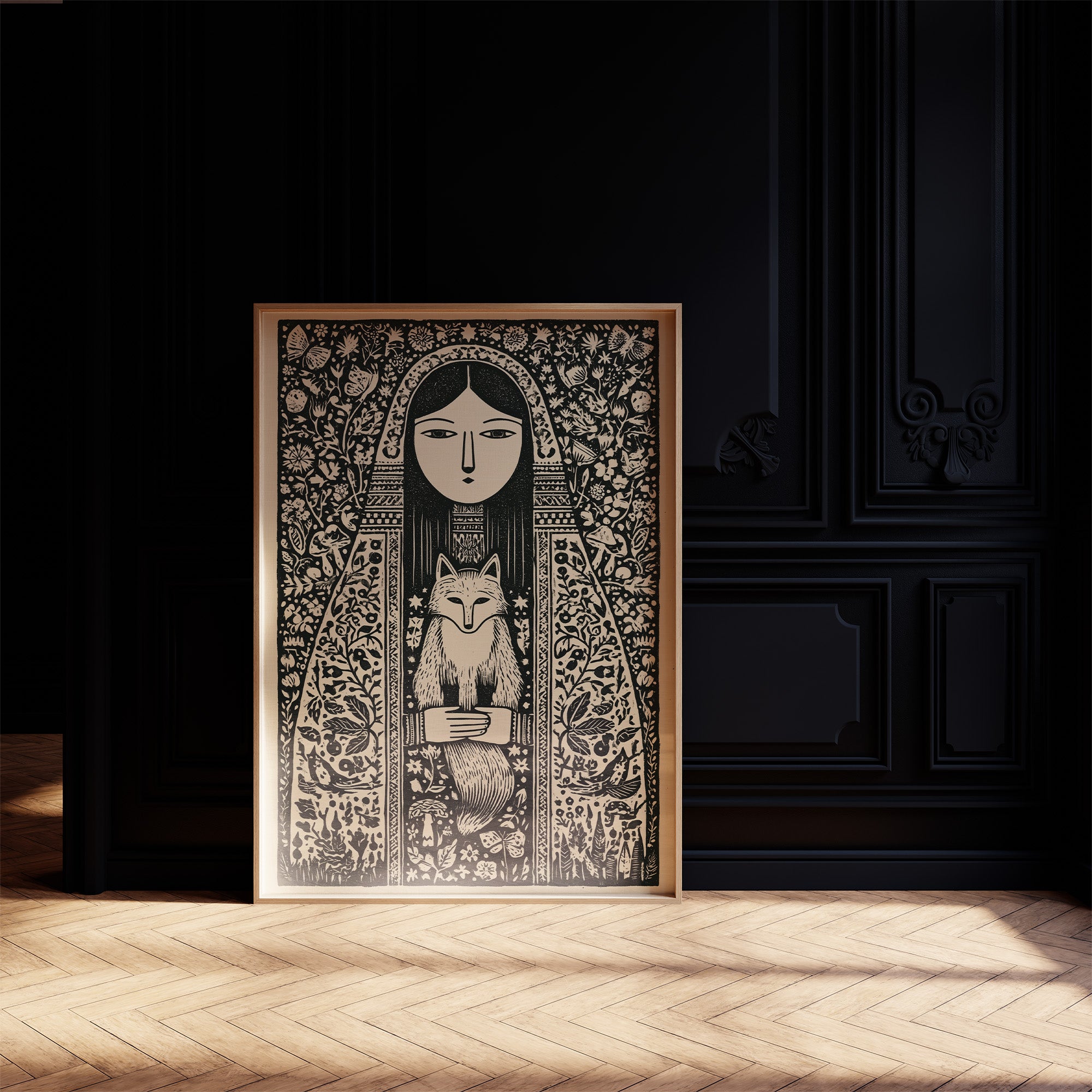 Keeper of the Fox: A Folklore Woodcut