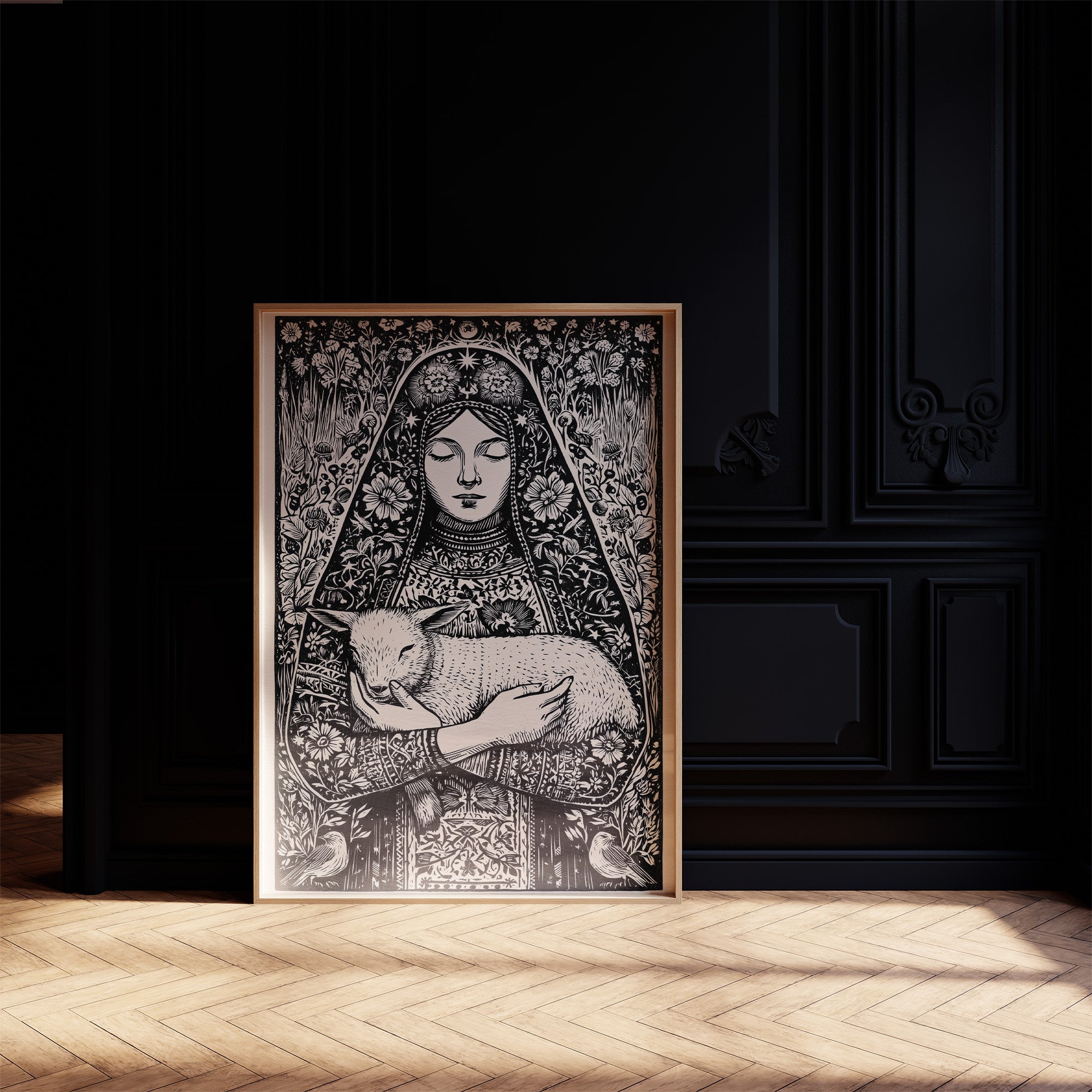 Madonna and Lamb: A Woodcut Devotion