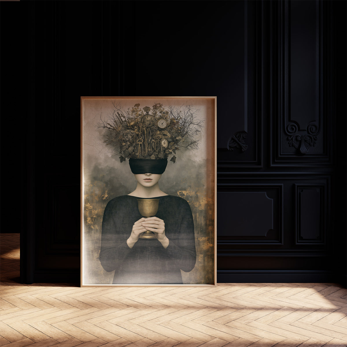 Blindfolded Time: Woman with Golden Chalice