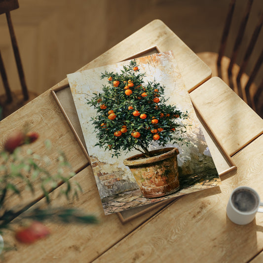 Terracotta and Sunlight: Potted Orange Tree Still Life