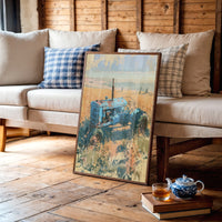Faded Blue: Tractor Lost in Golden Grass