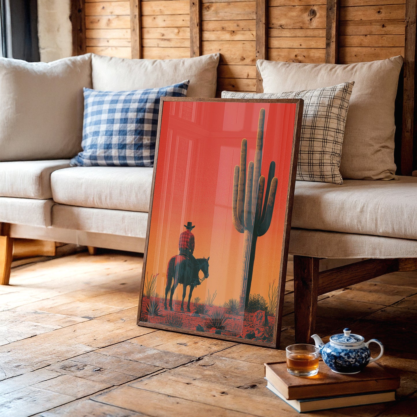 Rider at Dusk: Saguaro Silhouette