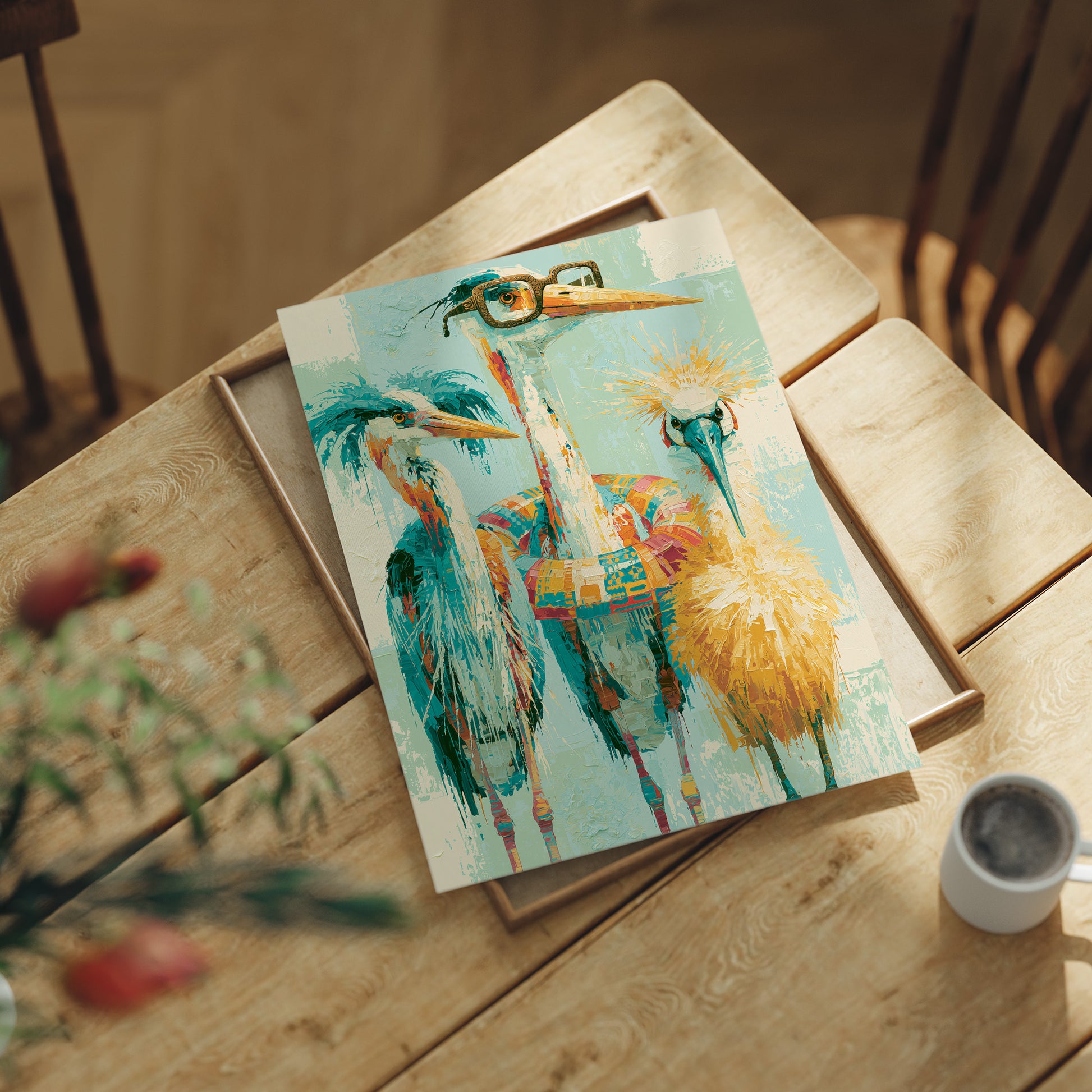 The Bespectacled Bird Trio: A Feathered Trio Portrait