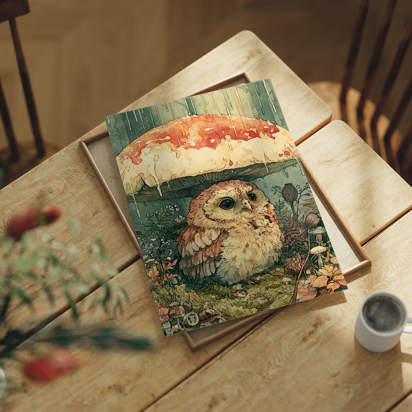 Sheltering Owl Beneath the Toadstool