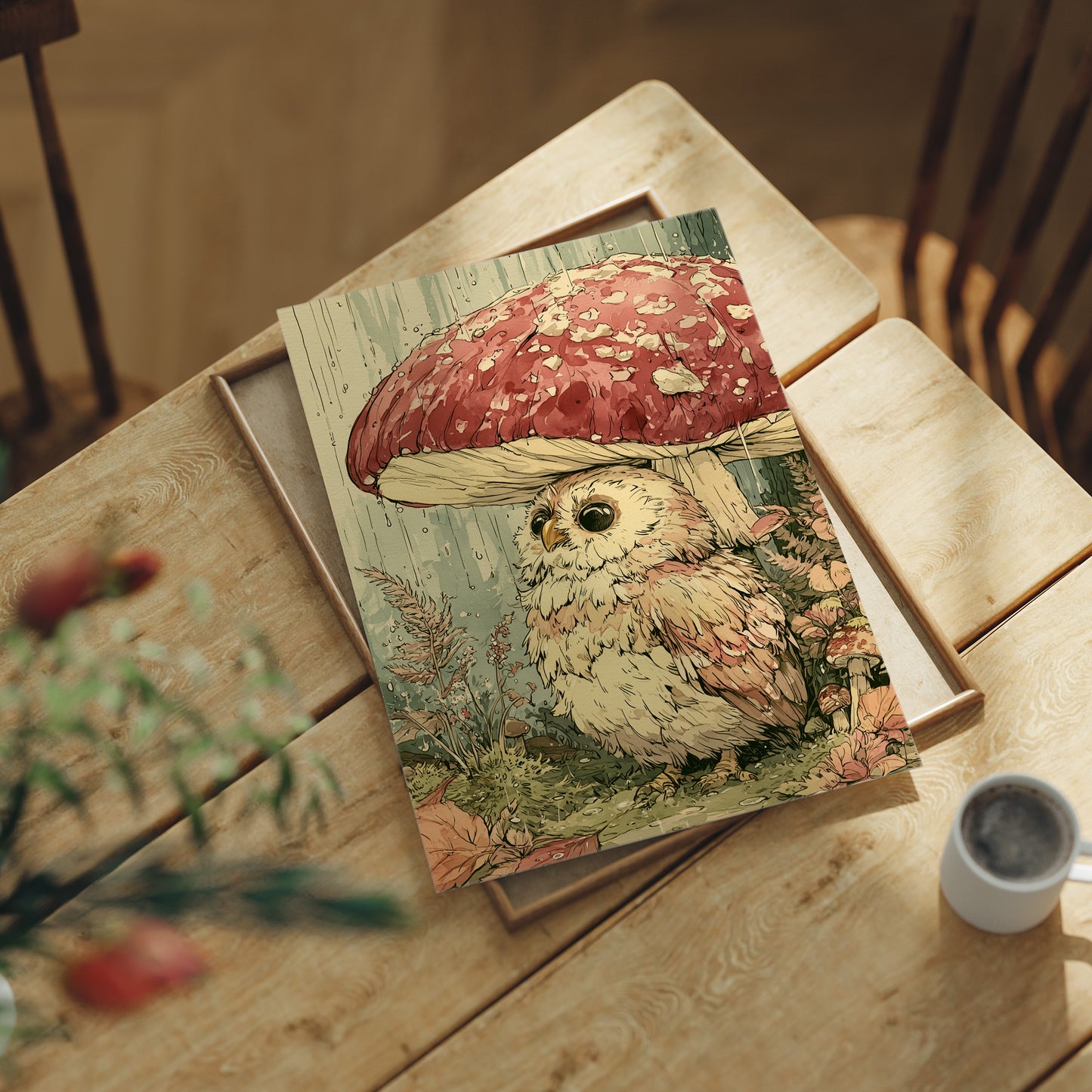 Toadstool Hideaway: Curious Owl Close-Up