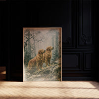 Golden Retrievers on the Misty Ridge