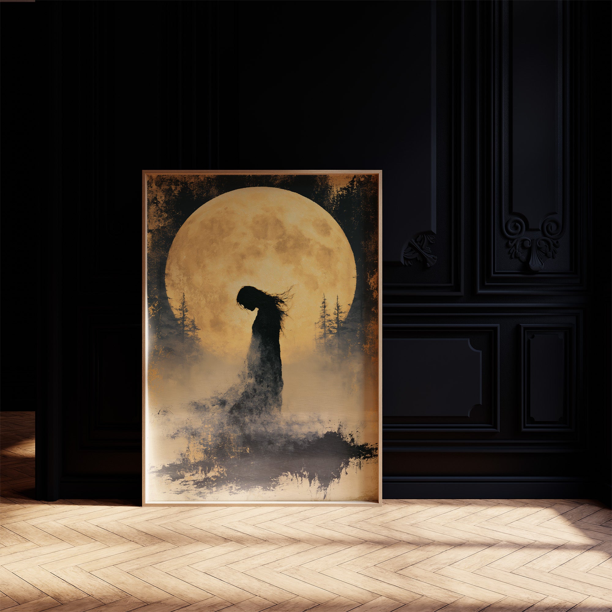 Silhouette Beneath the Harvest Moon