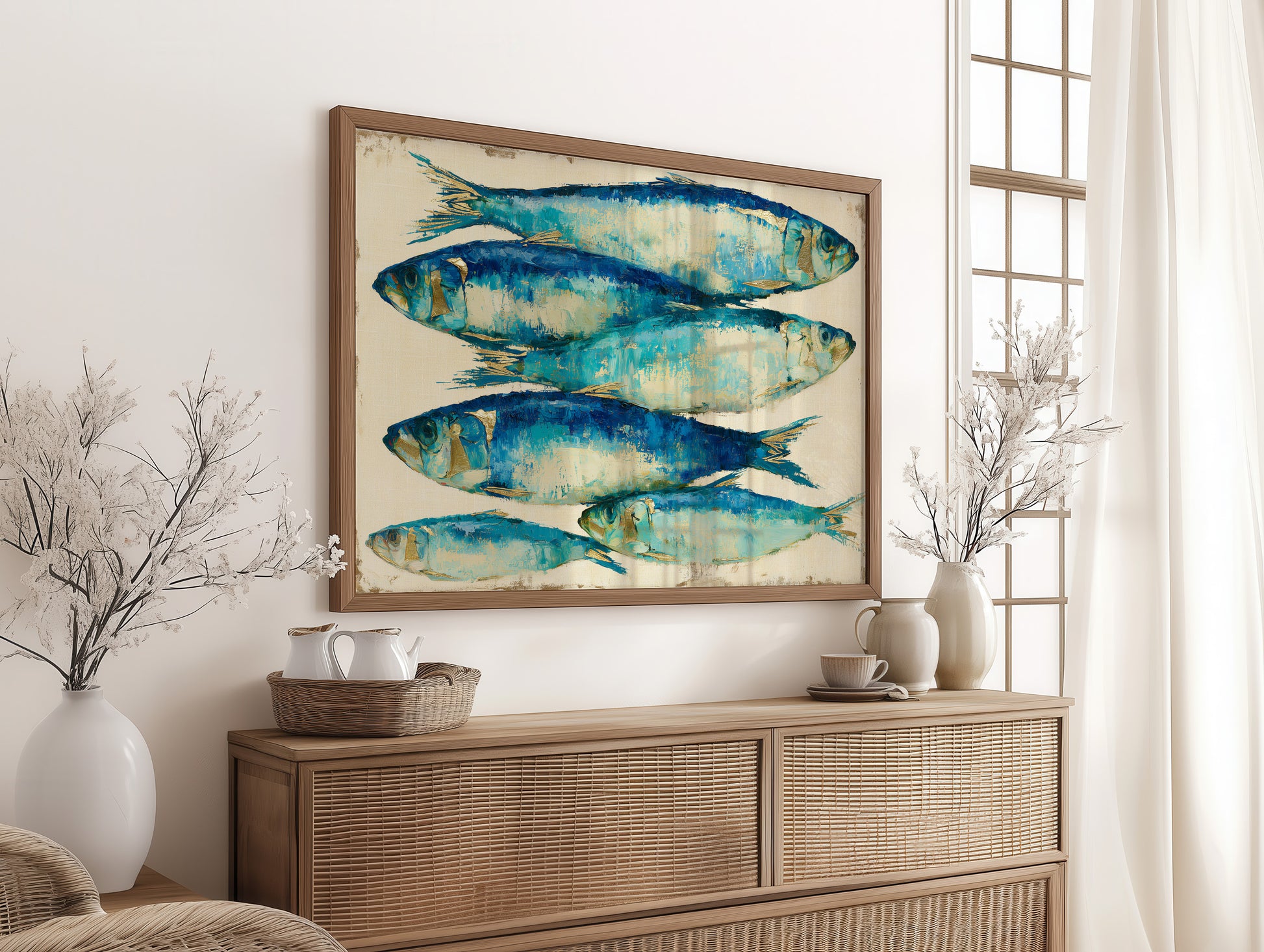 Bold Sardines in Cobalt & Gold