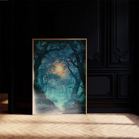 The Glowing Path: Moonlit Forest Stream