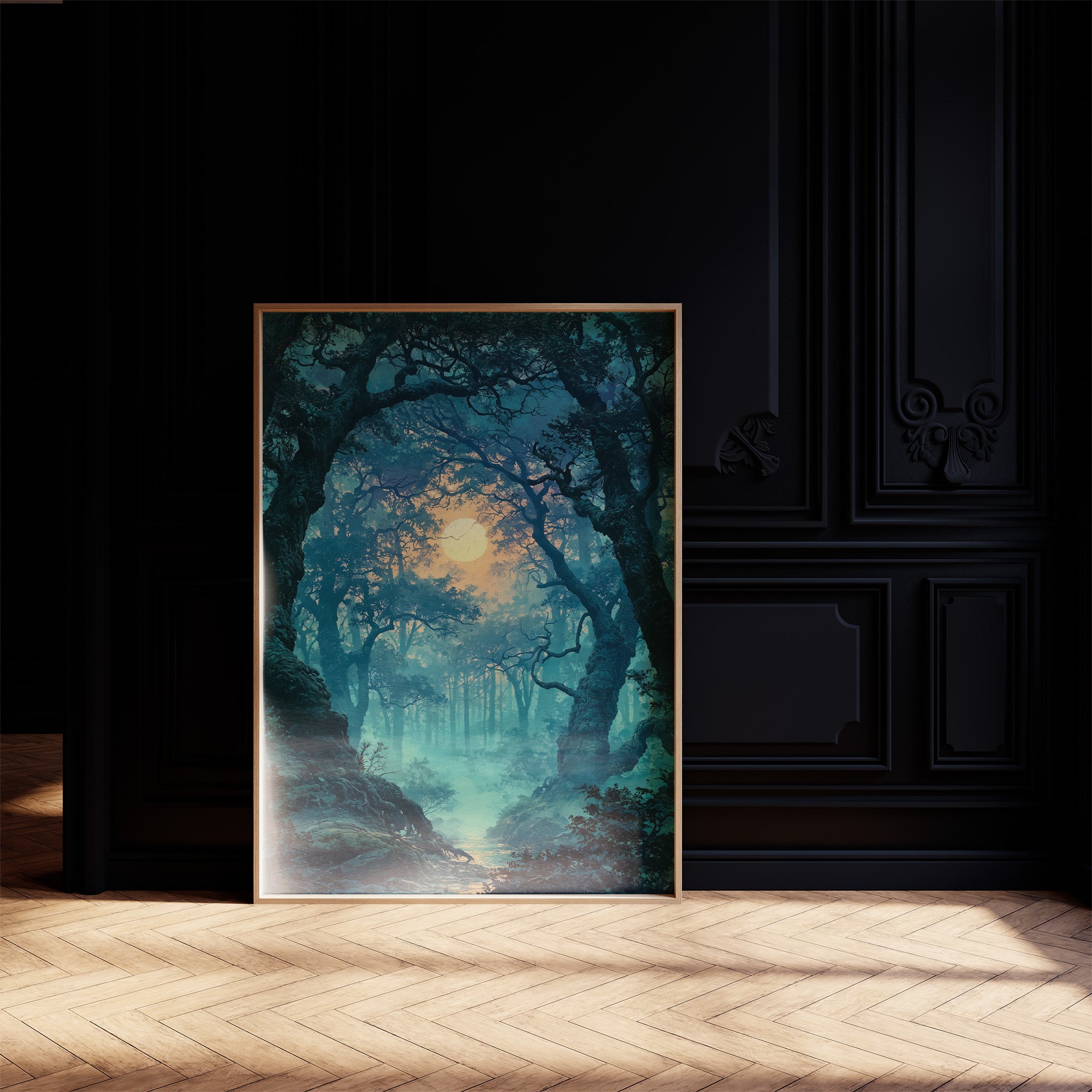 The Glowing Path: Moonlit Forest Stream