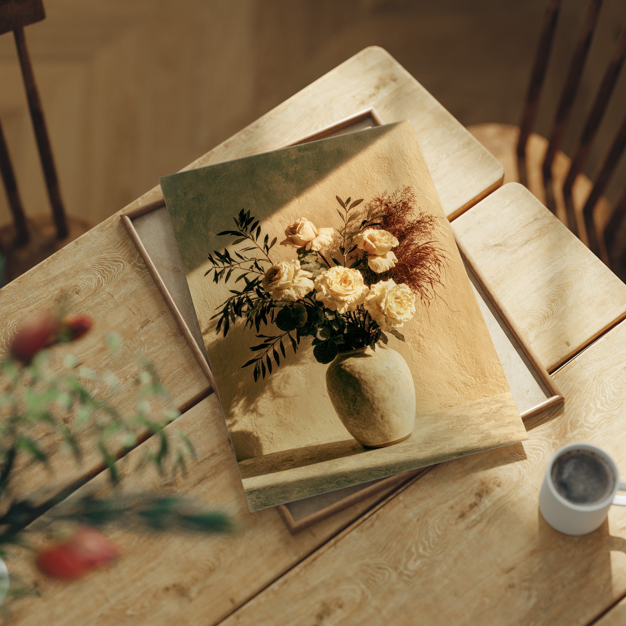 Cream Roses in Golden Shadow