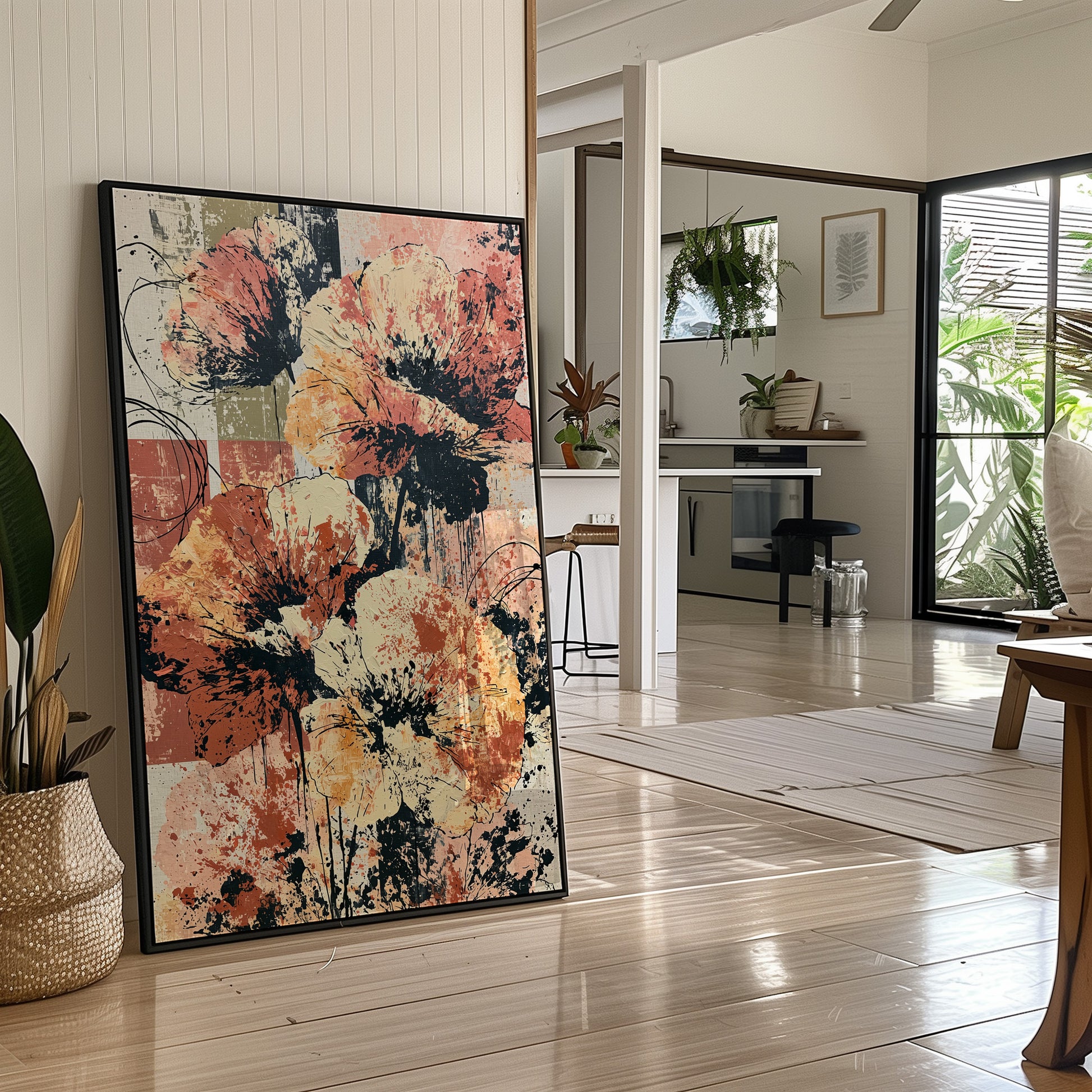 Amber Blooms in Ink & Drip