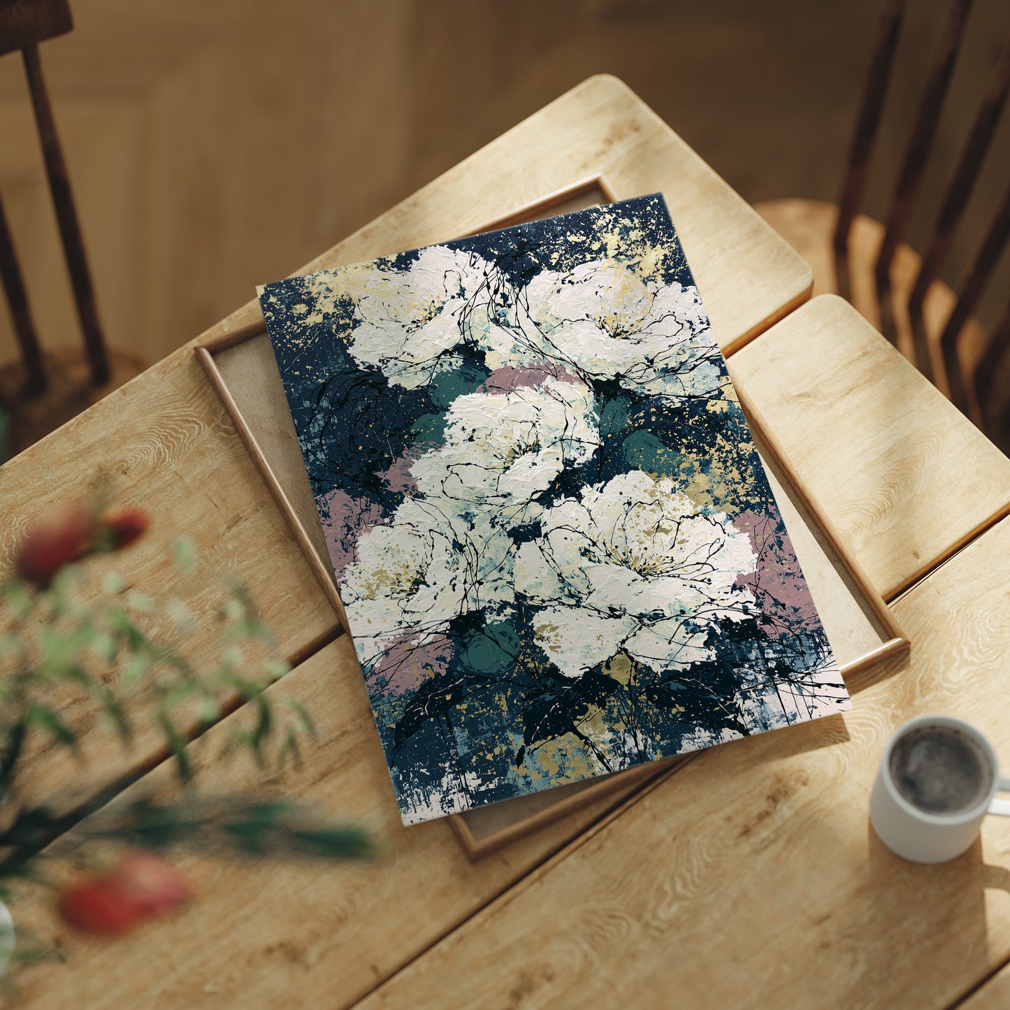 Midnight Blooms in Gold Leaf