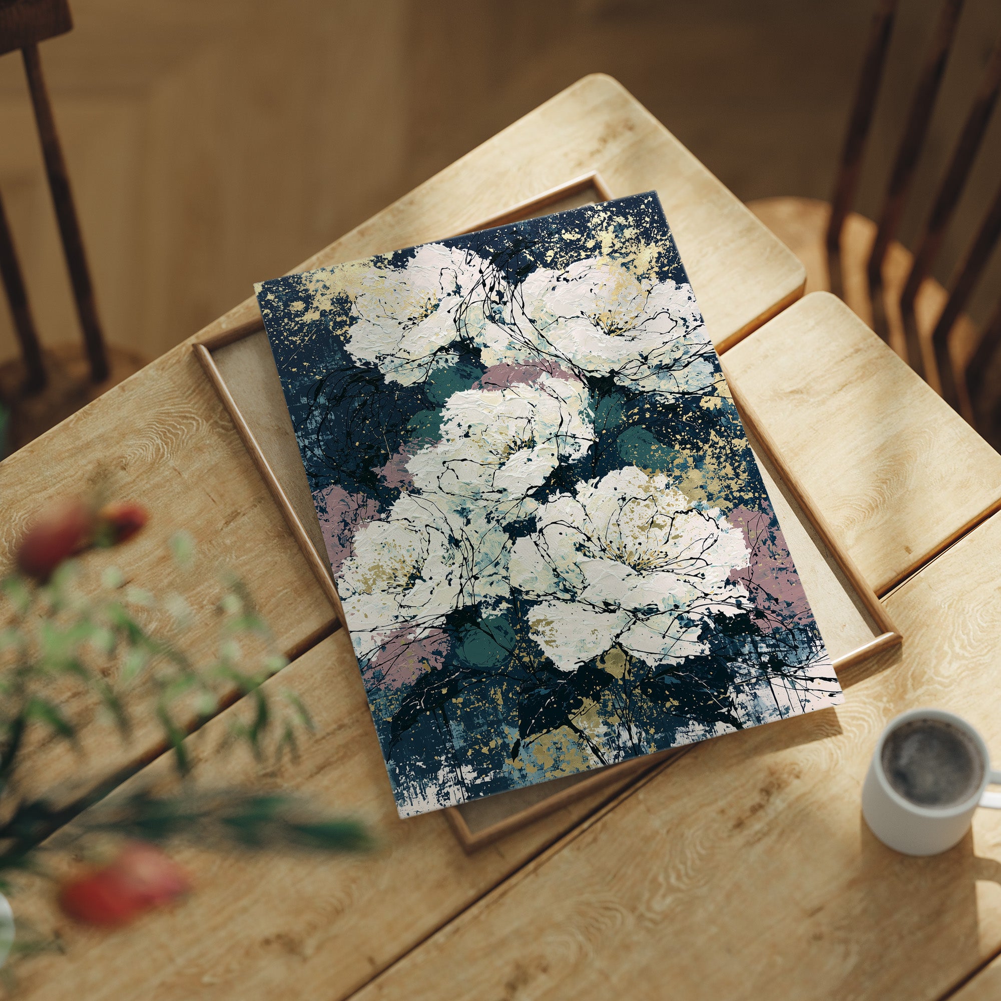 Midnight Blooms in Gold Leaf
