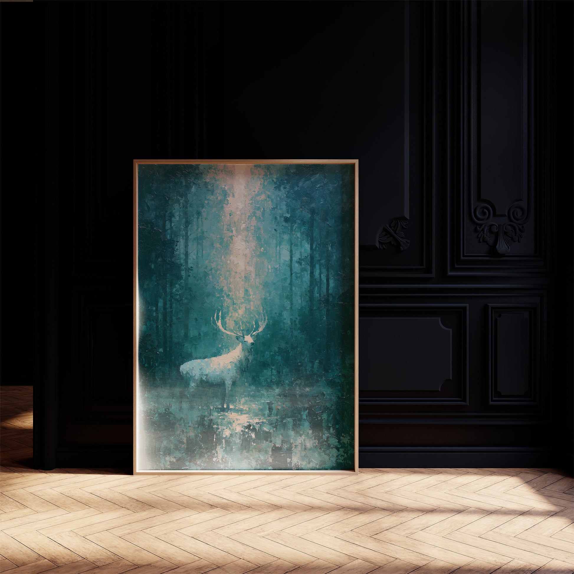 White Stag in the Emerald Glow