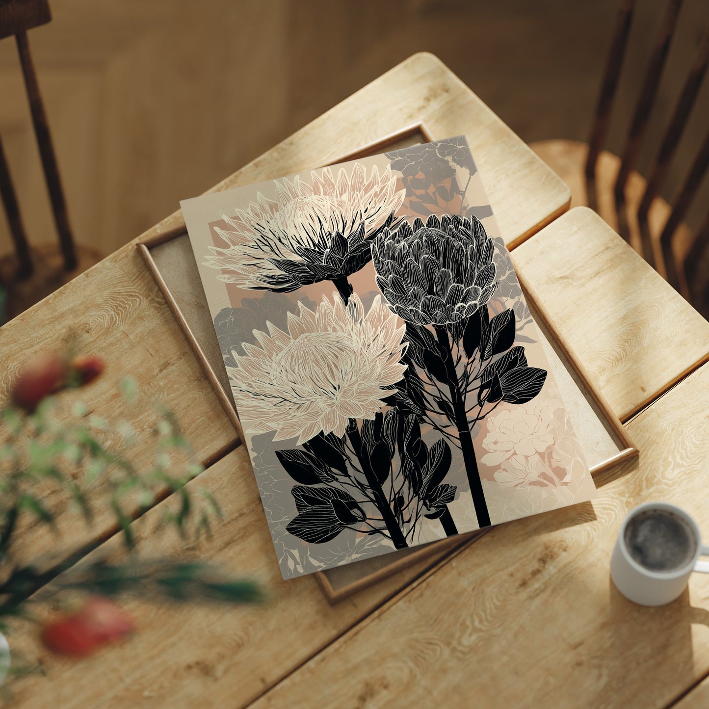 Protea in Ink and Blush