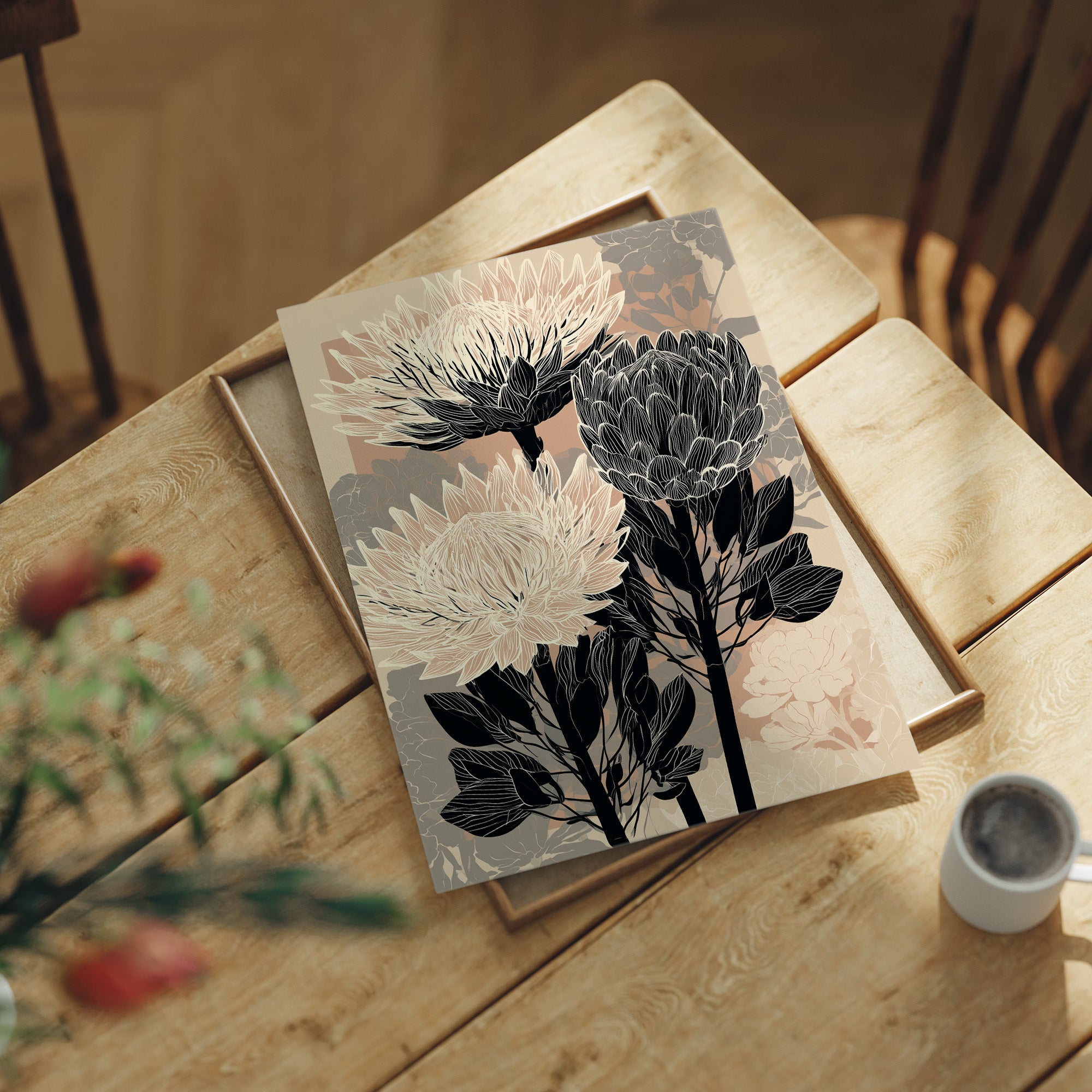 Protea in Ink and Blush