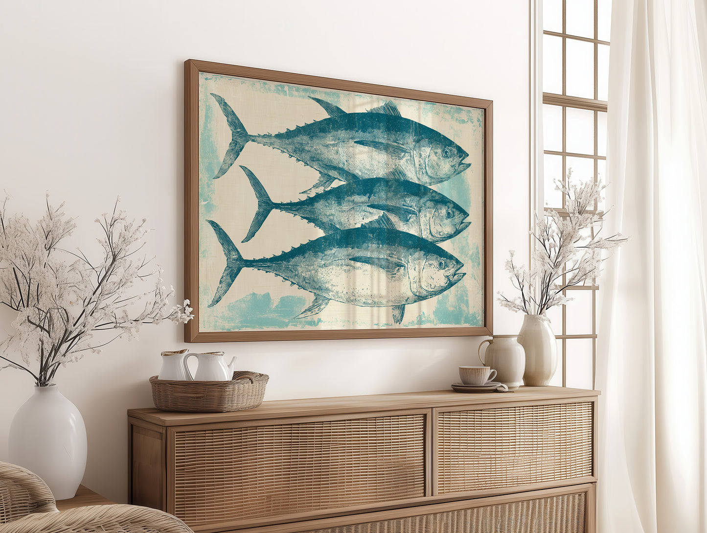 School of Tuna, Vintage Block Print