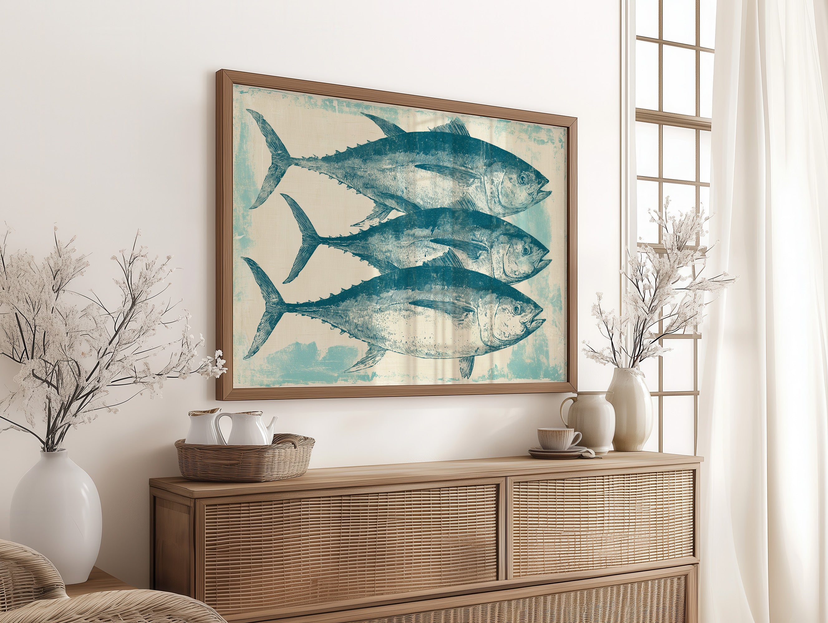 School of Tuna, Vintage Block Print