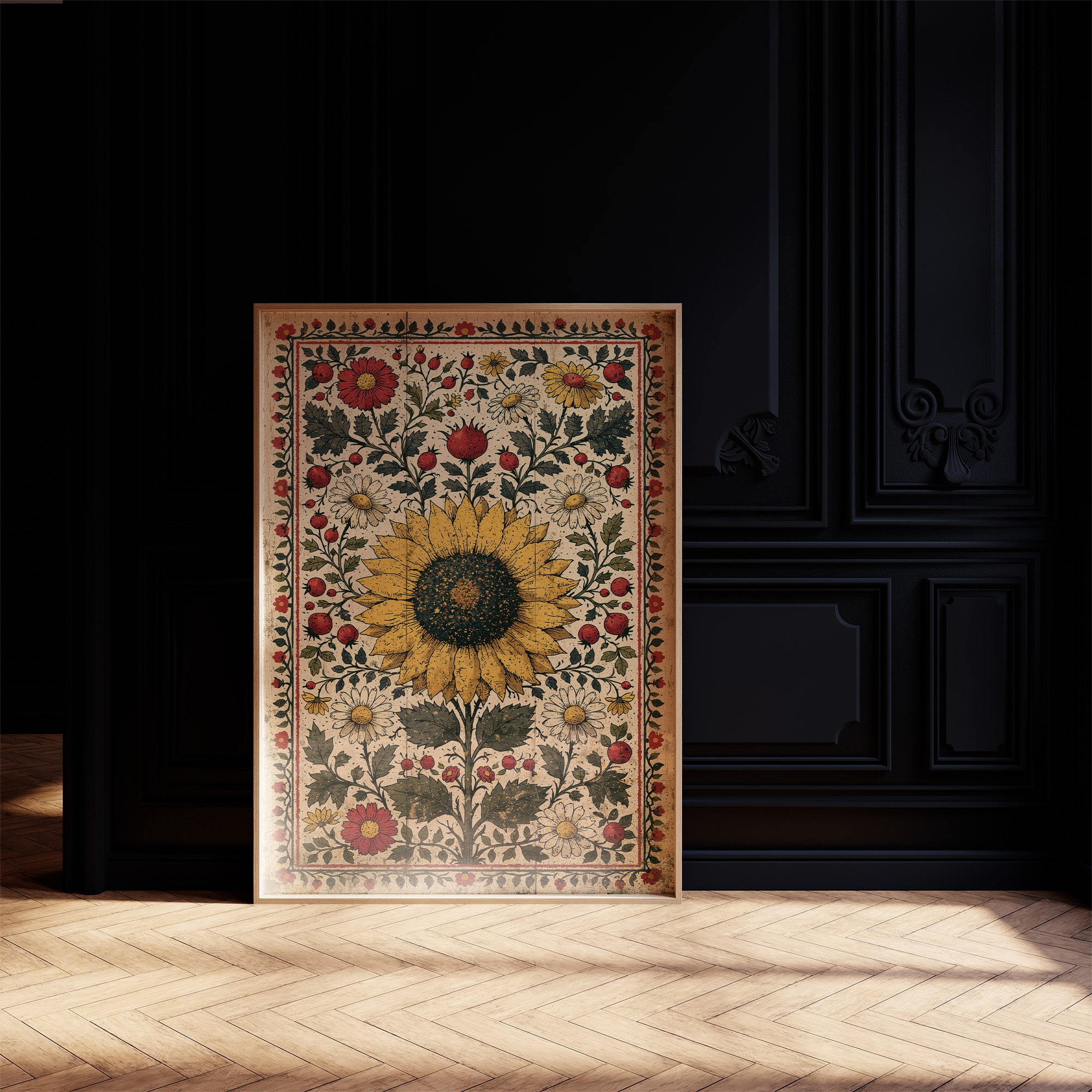 Sunflower Folk Tapestry