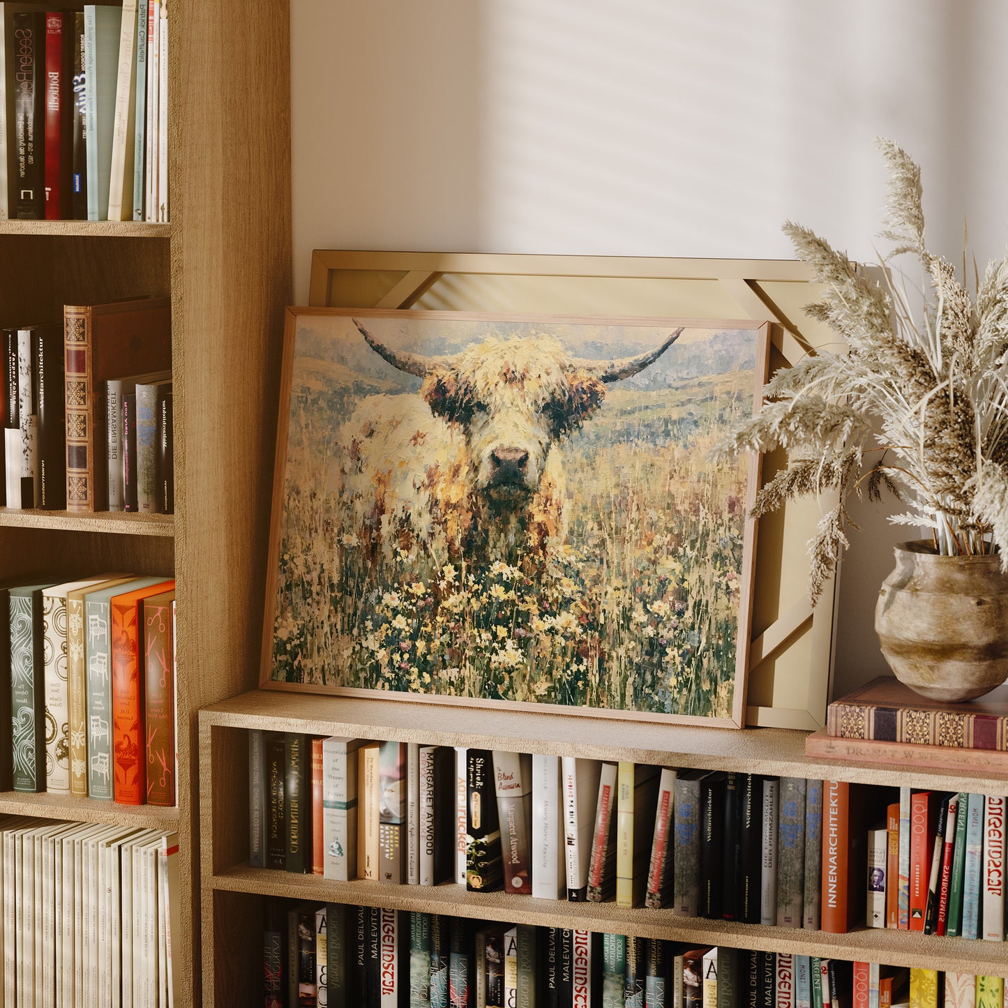 Highland Cow in Wildflowers