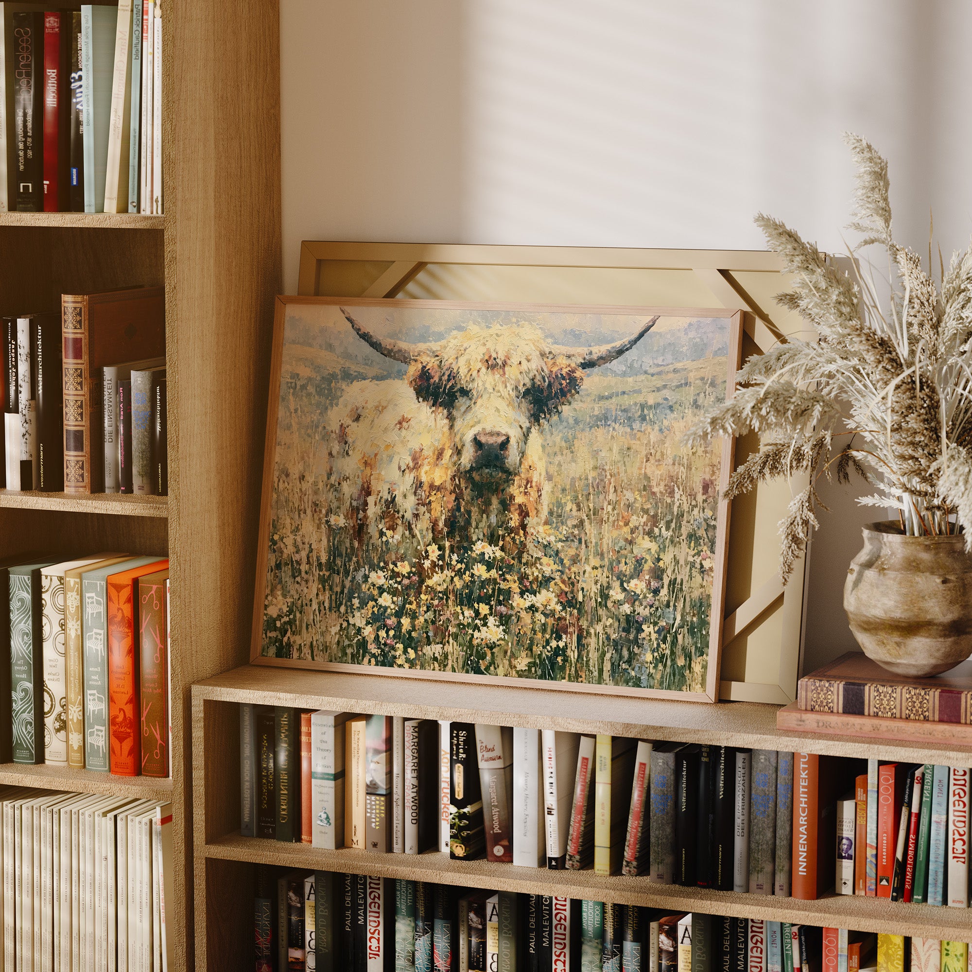Highland Cow in Wildflowers